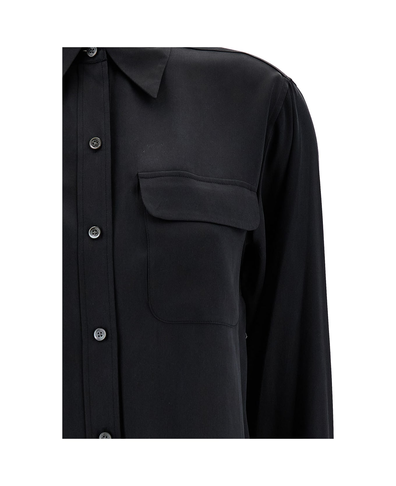 Equipment 'signature' Black Shirt With Two Patch Pockets In Silk Woman - Black
