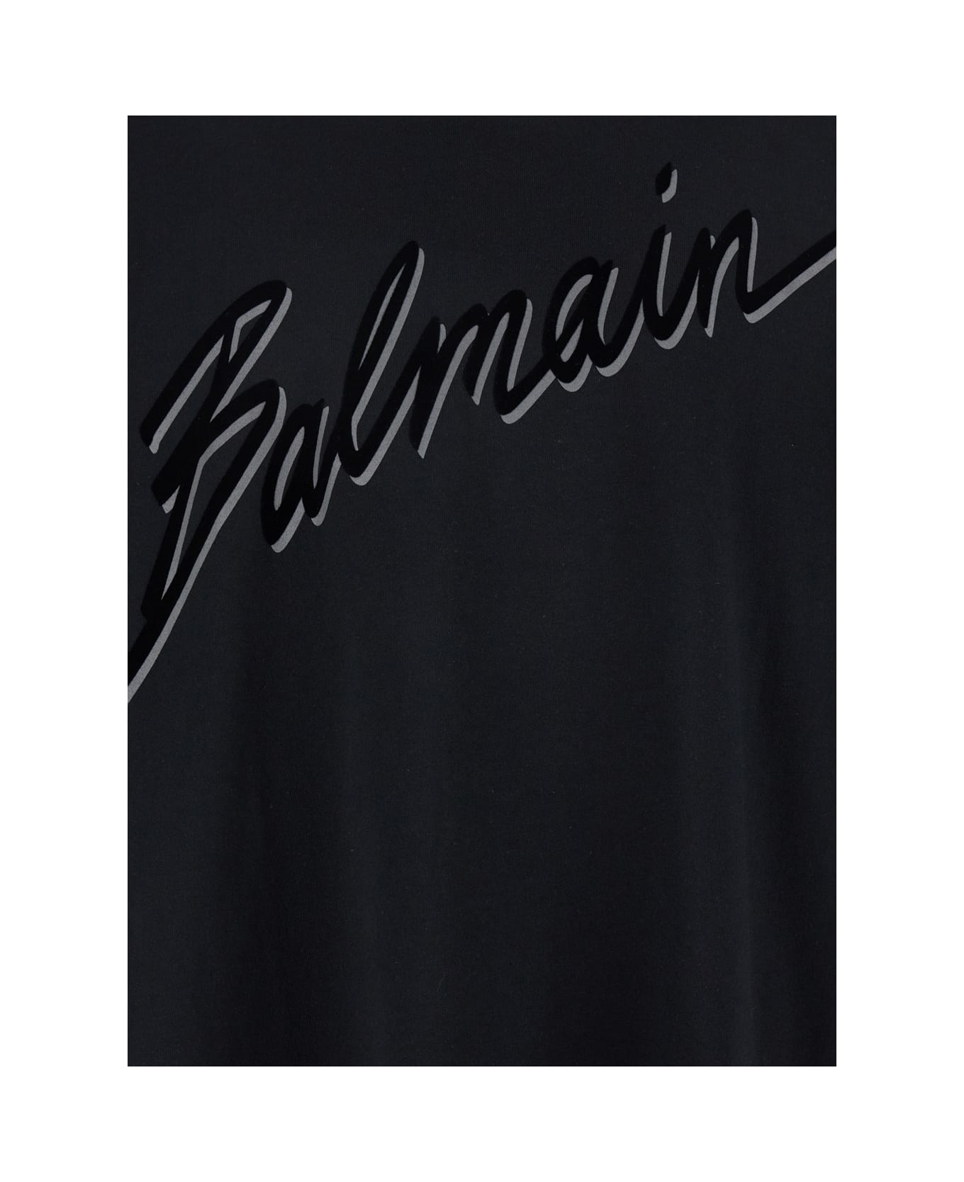 Balmain Black T-shirt With Logo Lettering On The Front In Cotton Man - Noir/noir