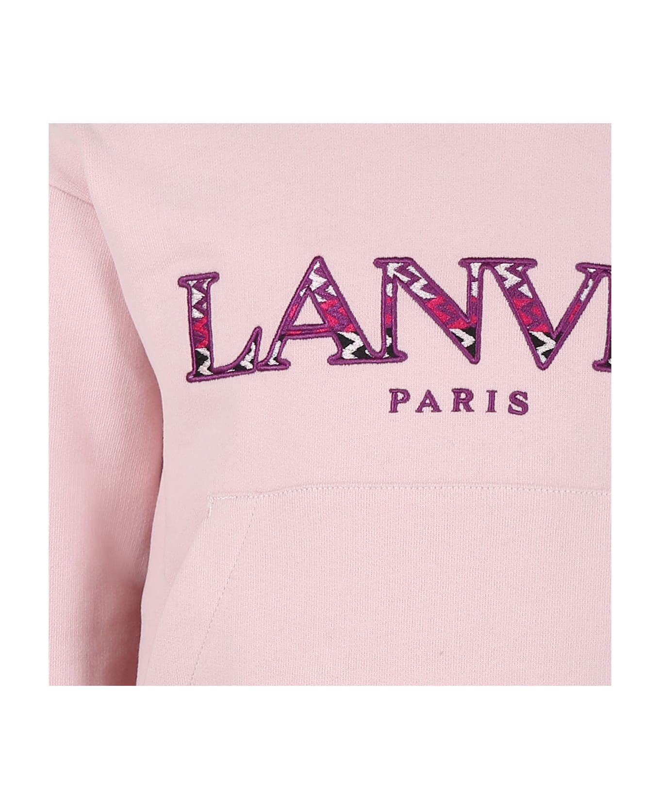 Lanvin Pink Sweatshirt For Girl With Logo - W Acqua Di Rose