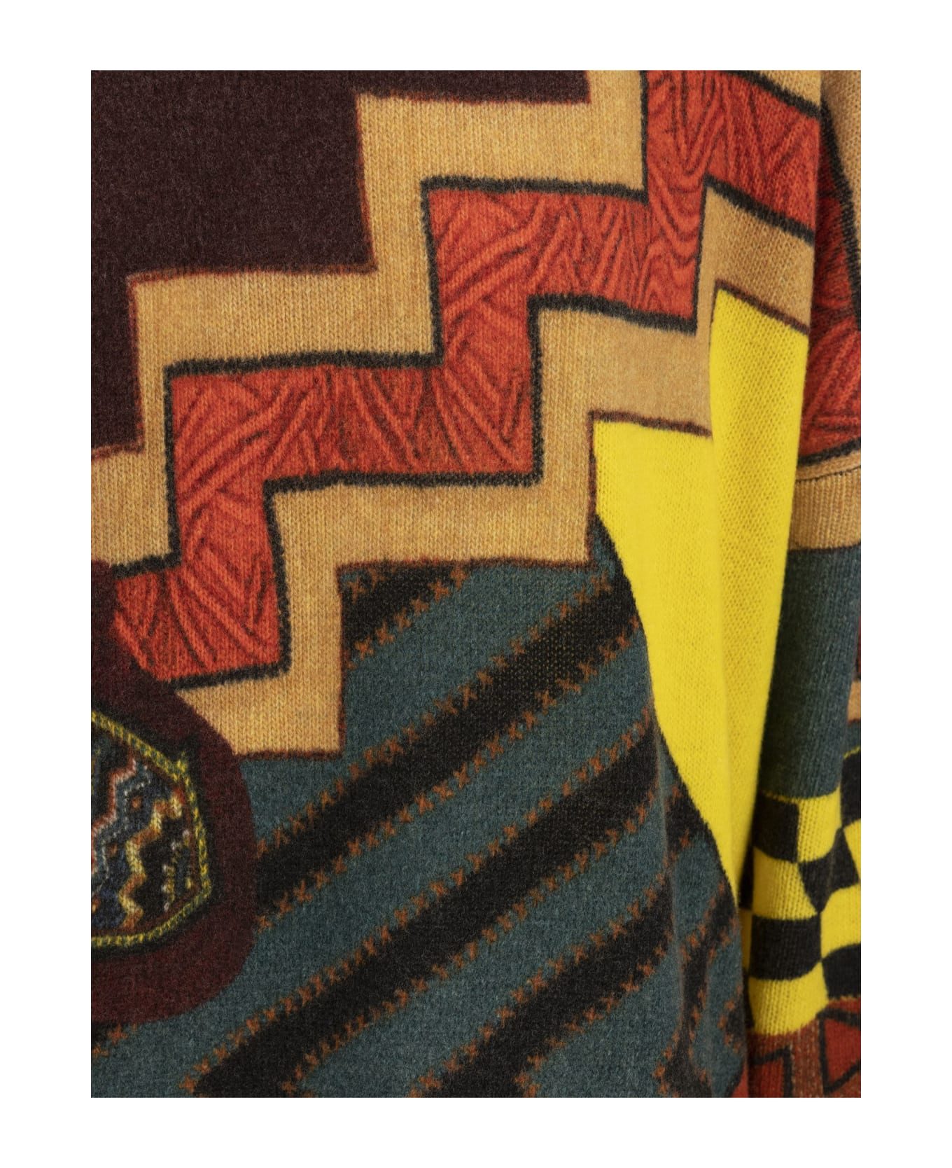 Etro Wool Sweater With Patchwork Print - Bordeaux ニットウェア