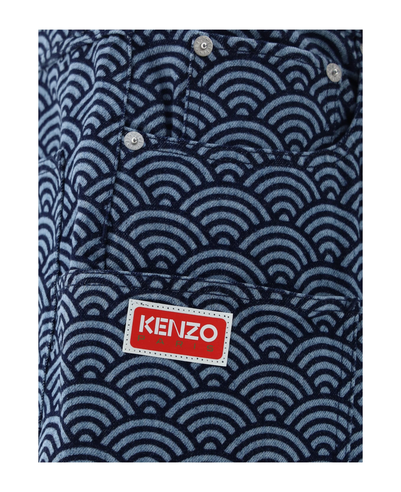 Kenzo Printed Denim Cargo Jeans - Rinse Blue Denim ボトムス