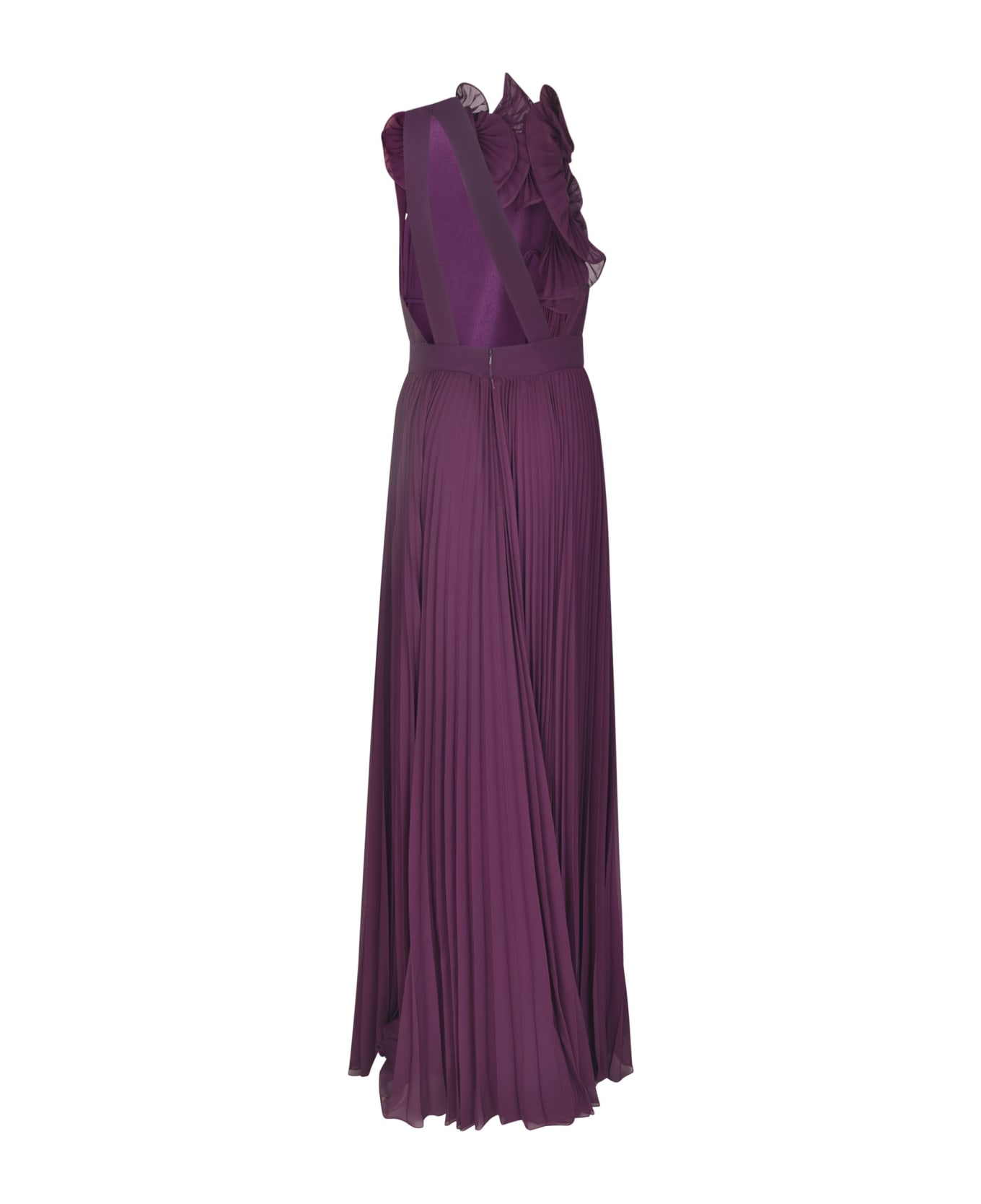 Elie Saab Pleated Georgette Long Dress - Purple Magic