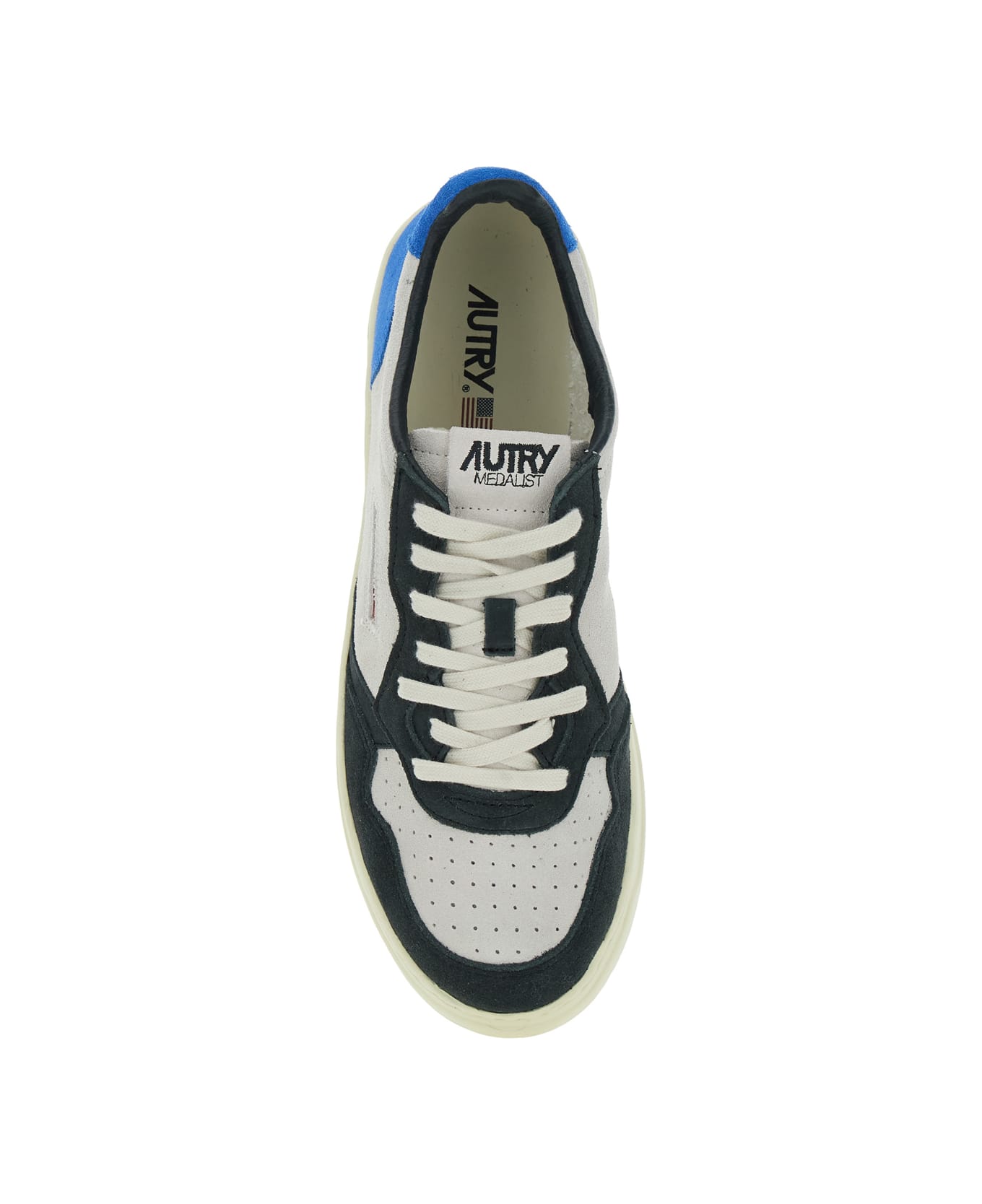 Autry 'medalist Low' Blue Sneakers With Contrasting Heel And Inserts In Suede Man - Blu