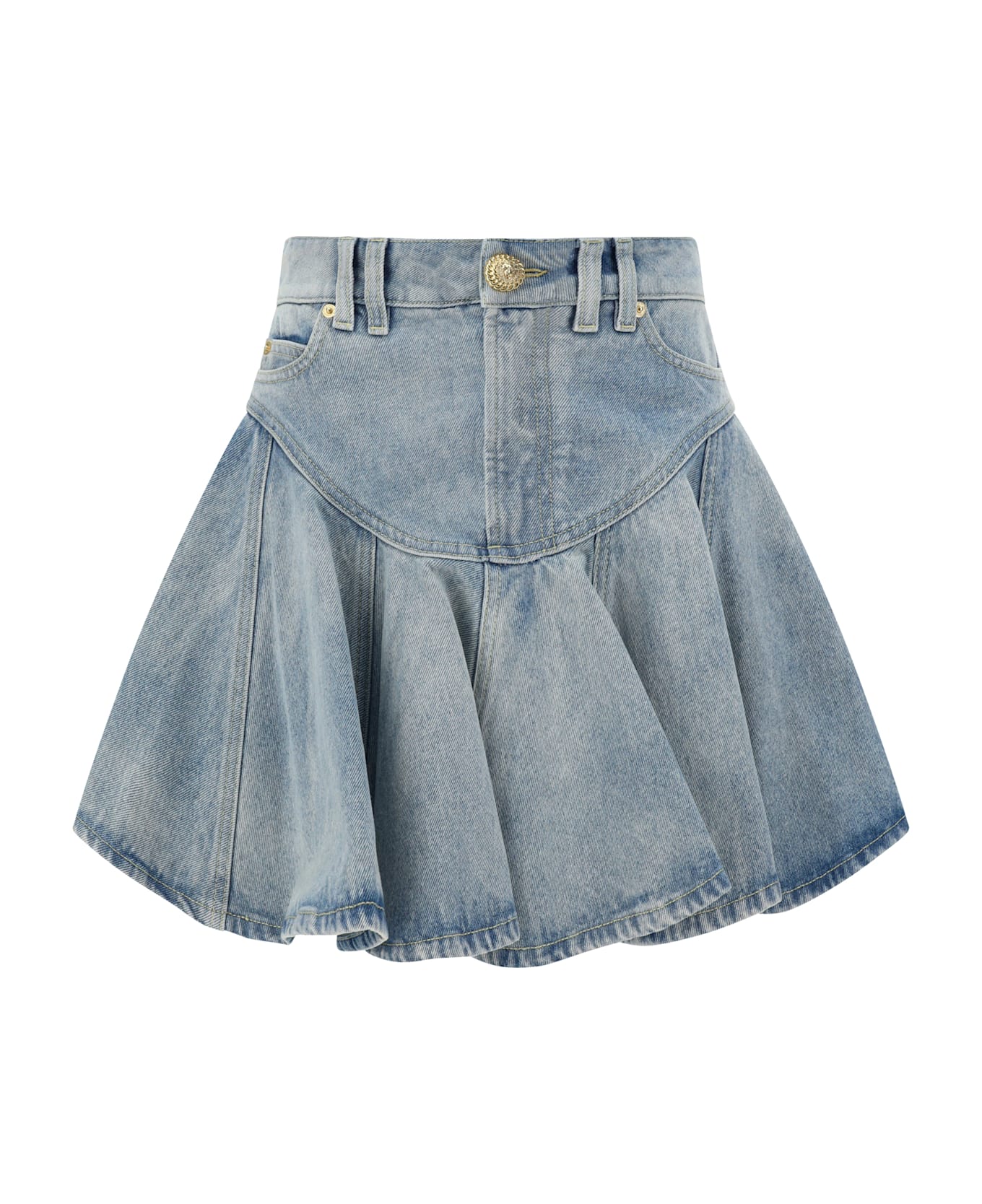 Balmain Denim Mini Skirt - Bleu Jean Clair