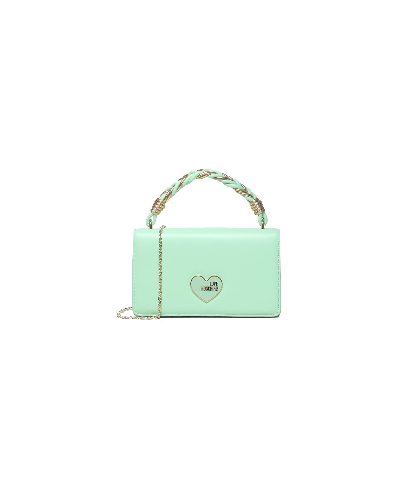 Love Moschino Handheld Handbag With Chain Shoulder Strap - Mint