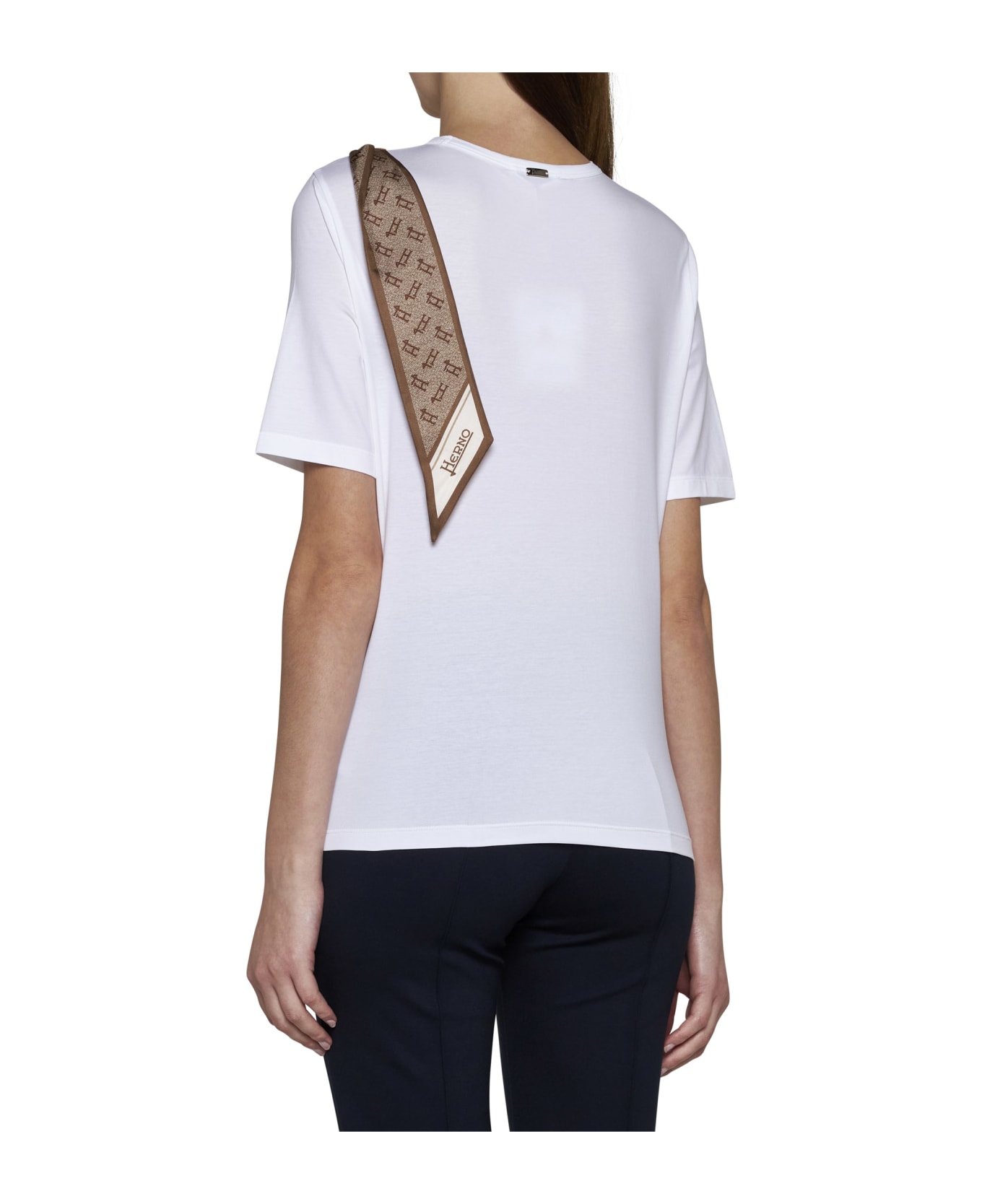 Herno Scarf-detail Cotton T-shirt - White Tシャツ