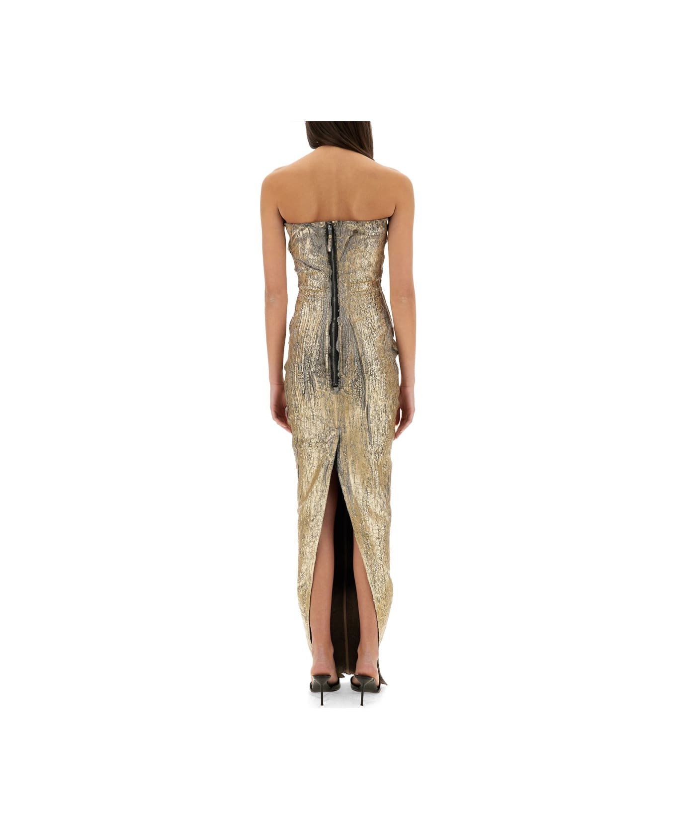 パーティードレス Rick Owens \"Hollywood Bustier\" Dress Rick Owens: Gold Hollywood Bustier Denim Gown | SSENSE 日本