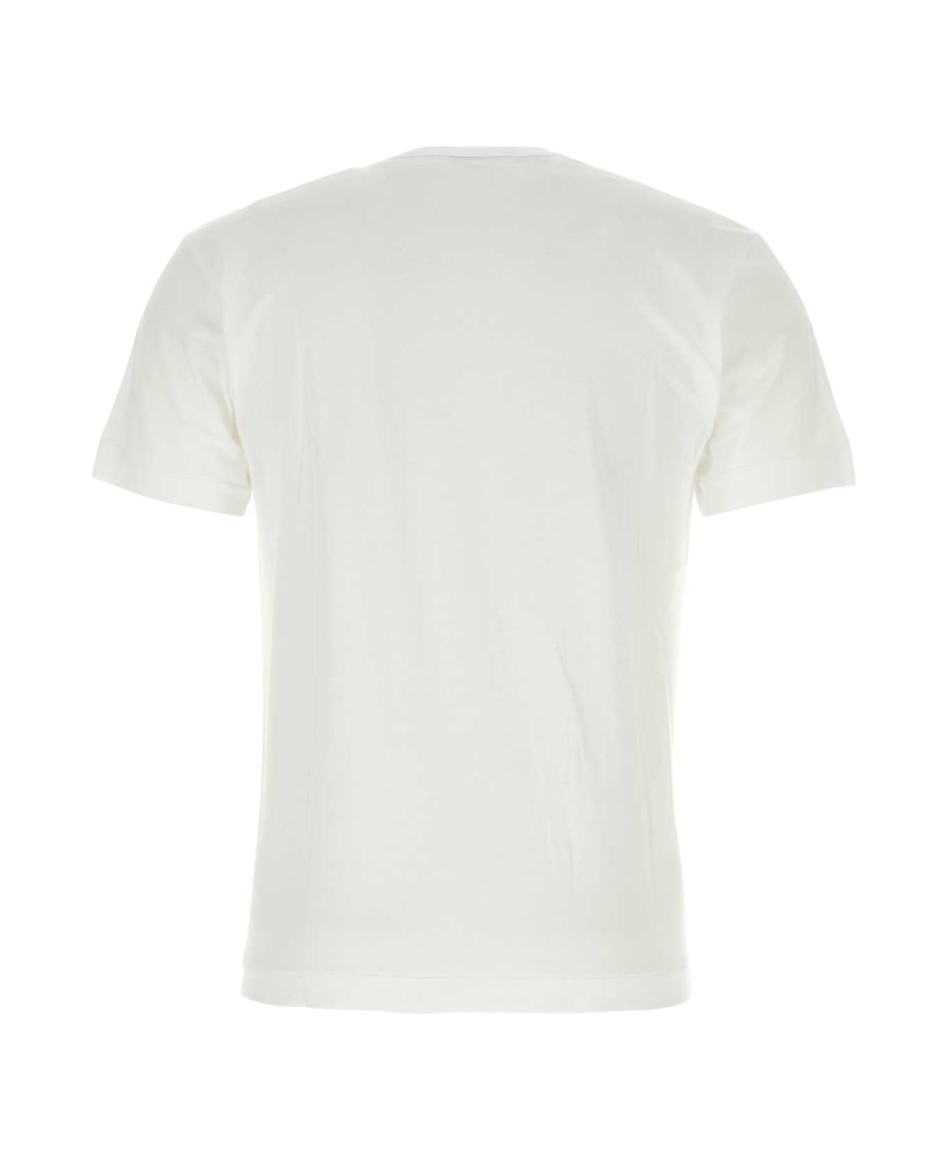 Comme des Garçons Play White Cotton T-shirt - BLUE シャツ