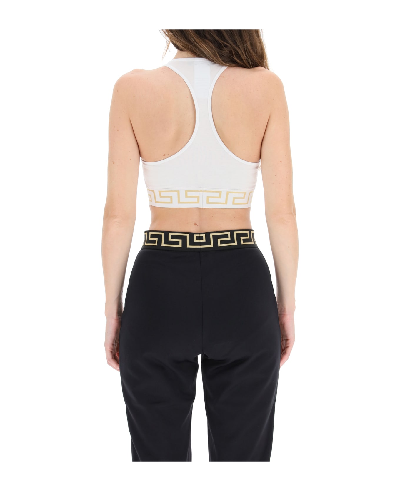 Versace Sports Bra With Greca Border - Bianco