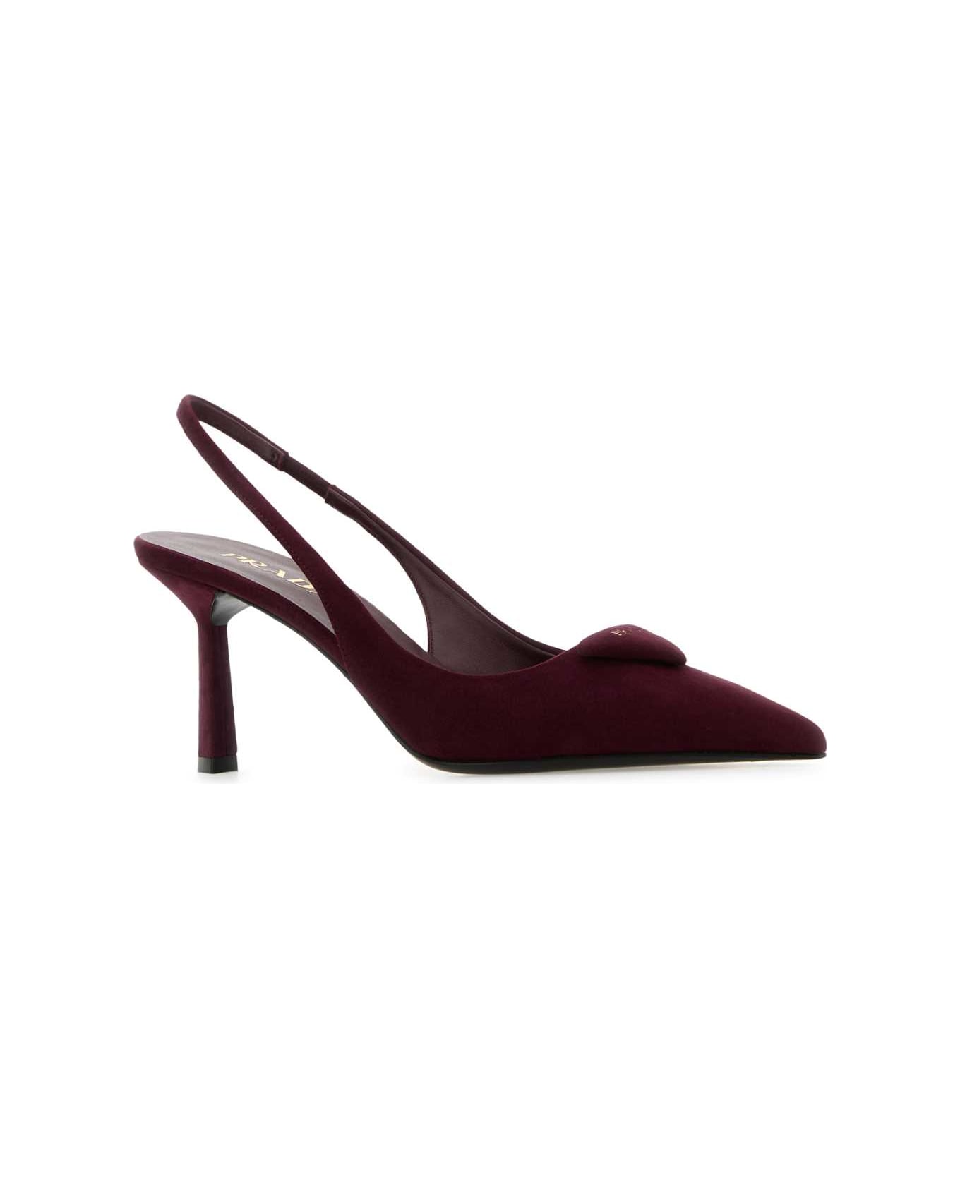 Prada Burgundy Suede Pumps - BORDEAUX