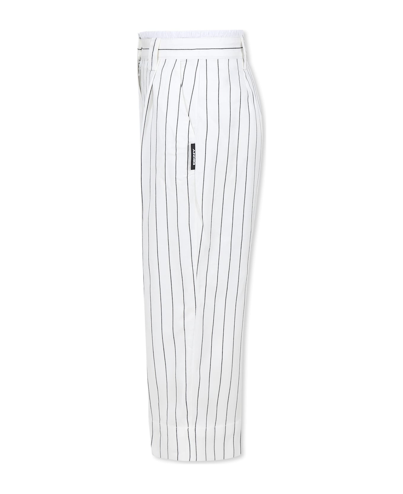 DKNY White Trousers For Girl With Logo - White