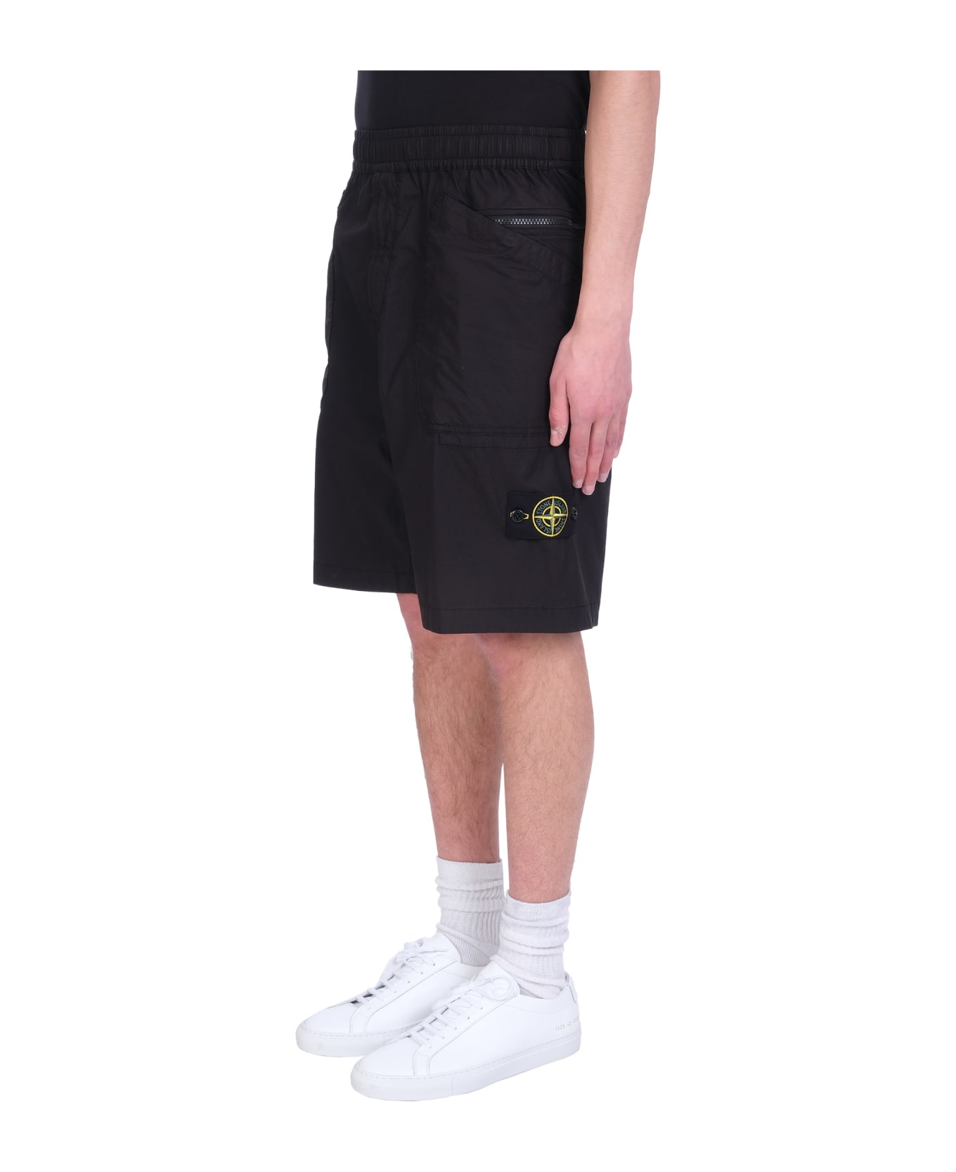 Stone Island Shorts In Black Cotton - black