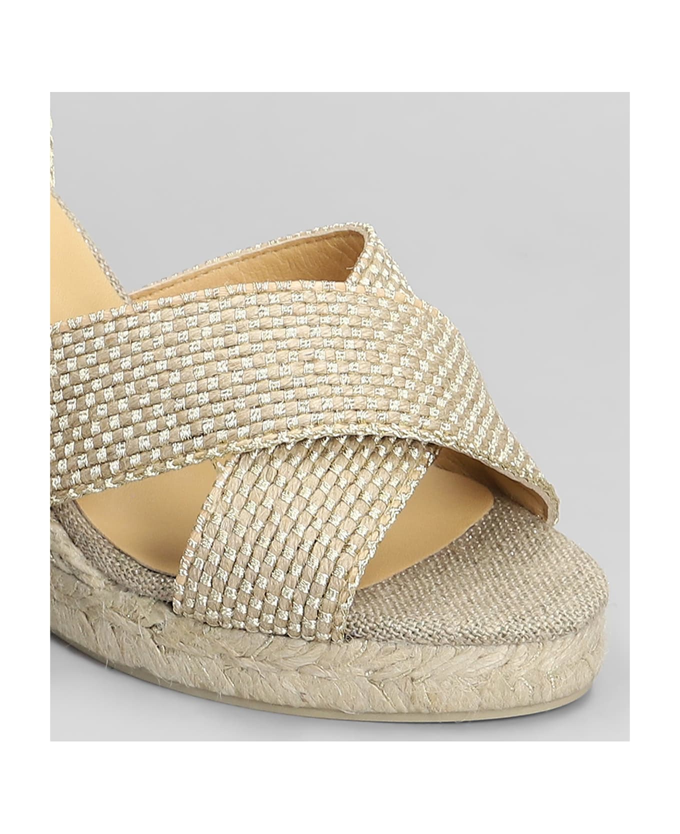 Castañer Becca-8-256 Wedges In Gold Fabric - gold