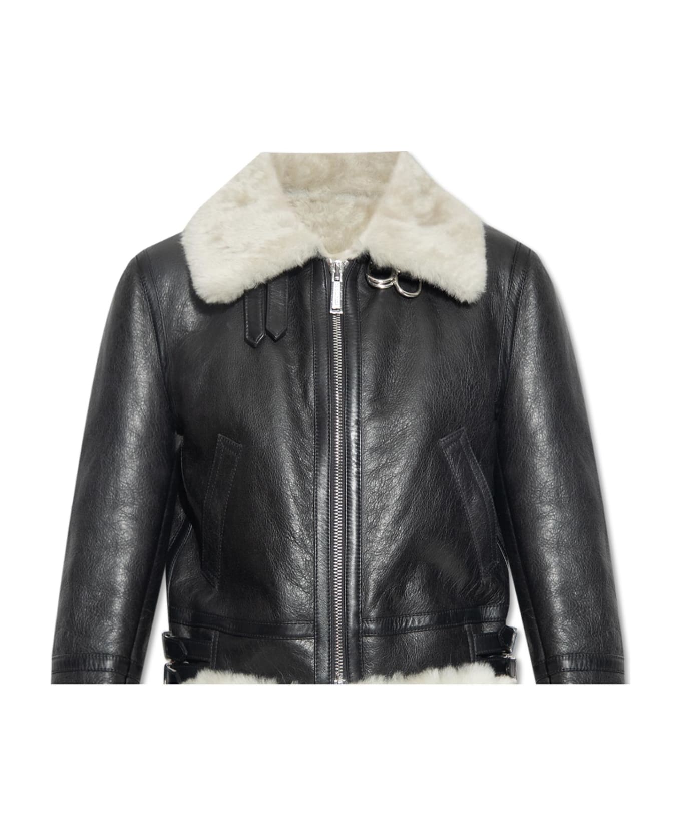 Dsquared2 Shearling Jacket With Logo - BLACK