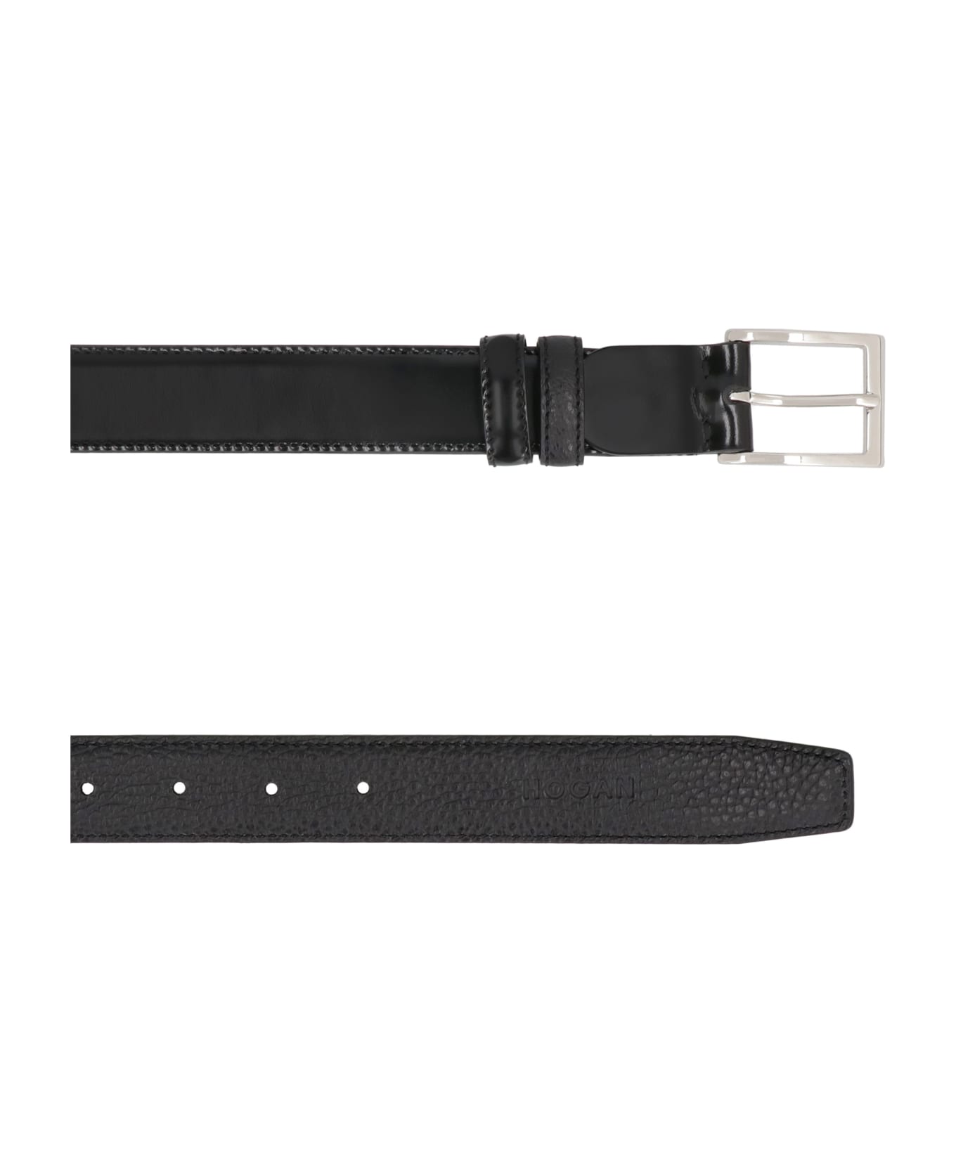 Hogan Black Leather Belt - Black