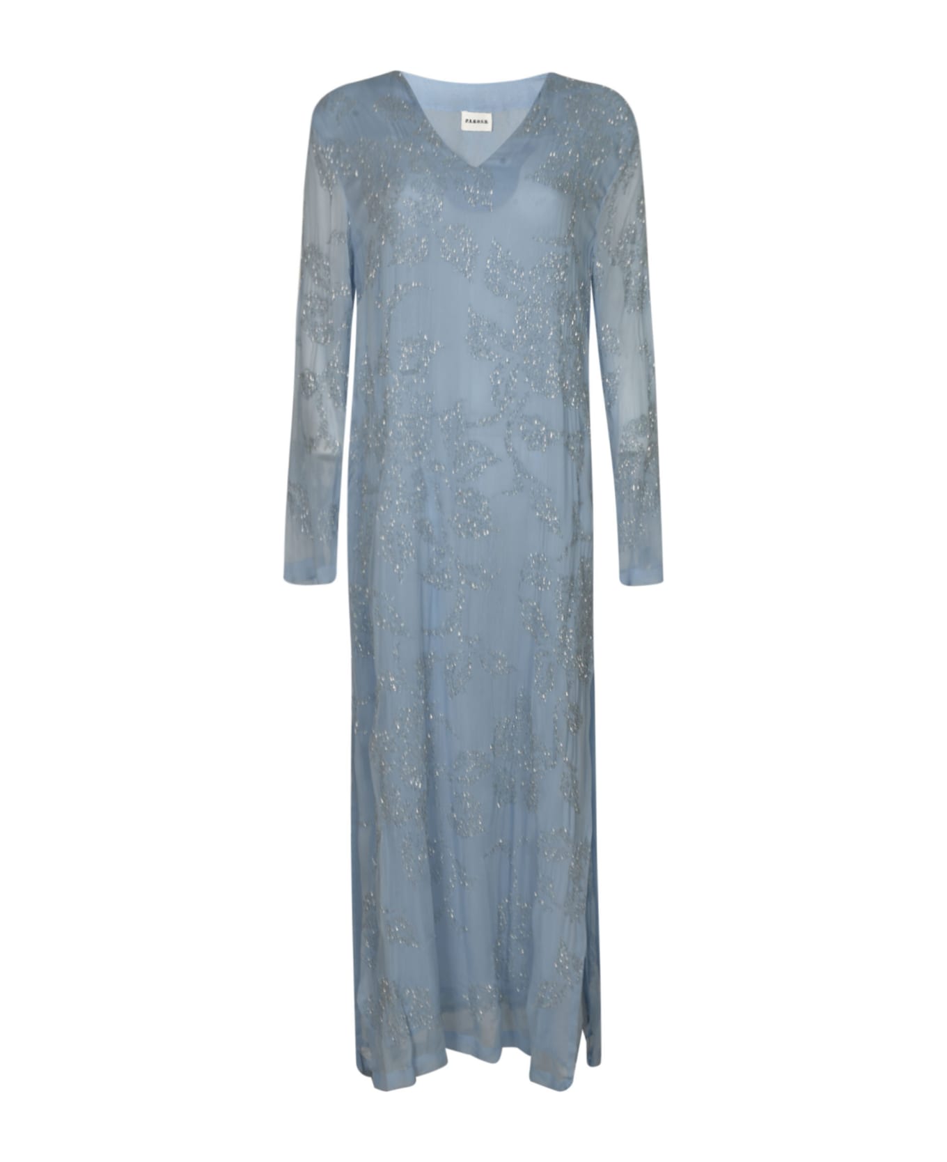 Parosh Glittered Long Dress - Azure