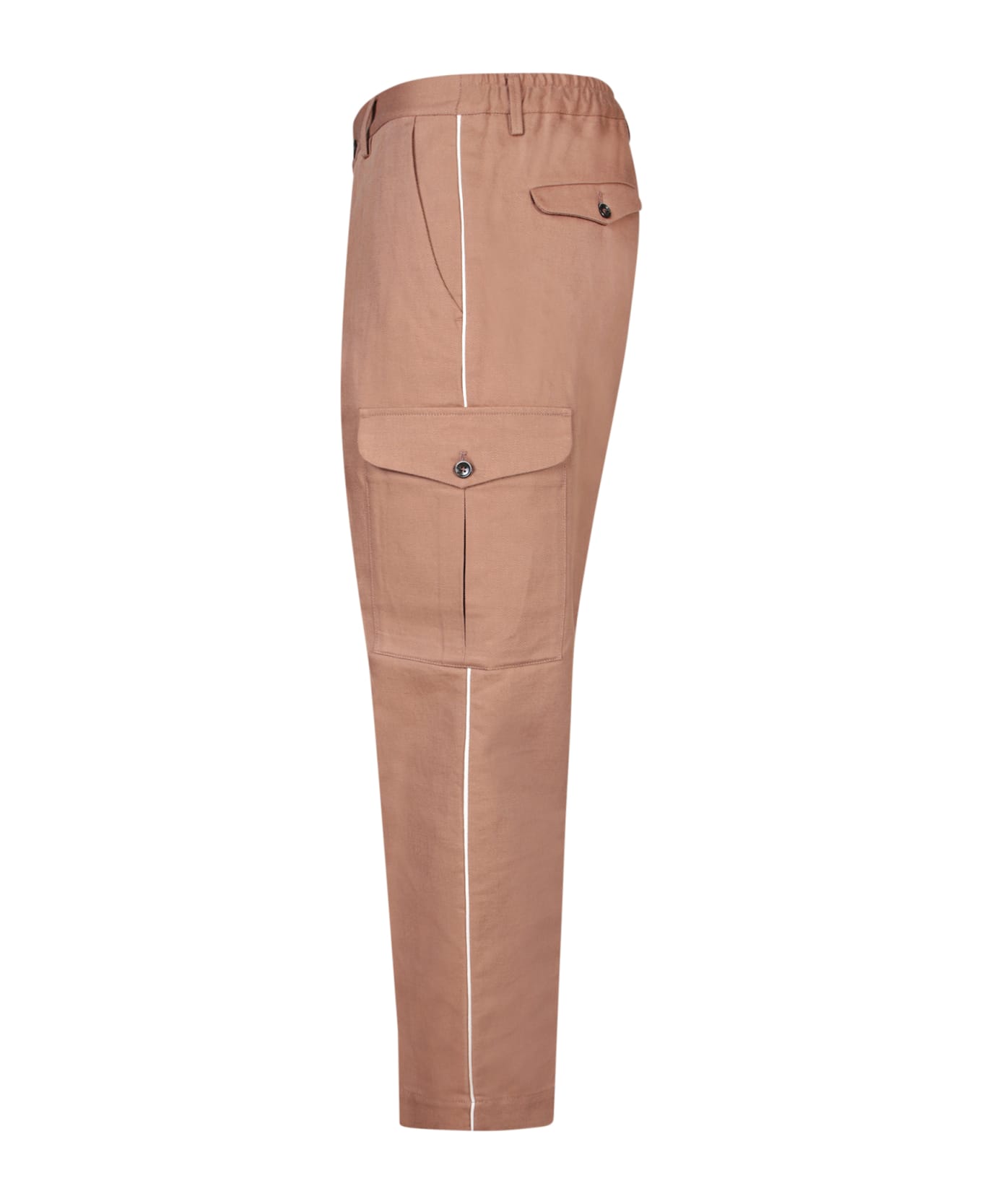 Nine in the Morning Brown Linen Cargo Trousers - Brown