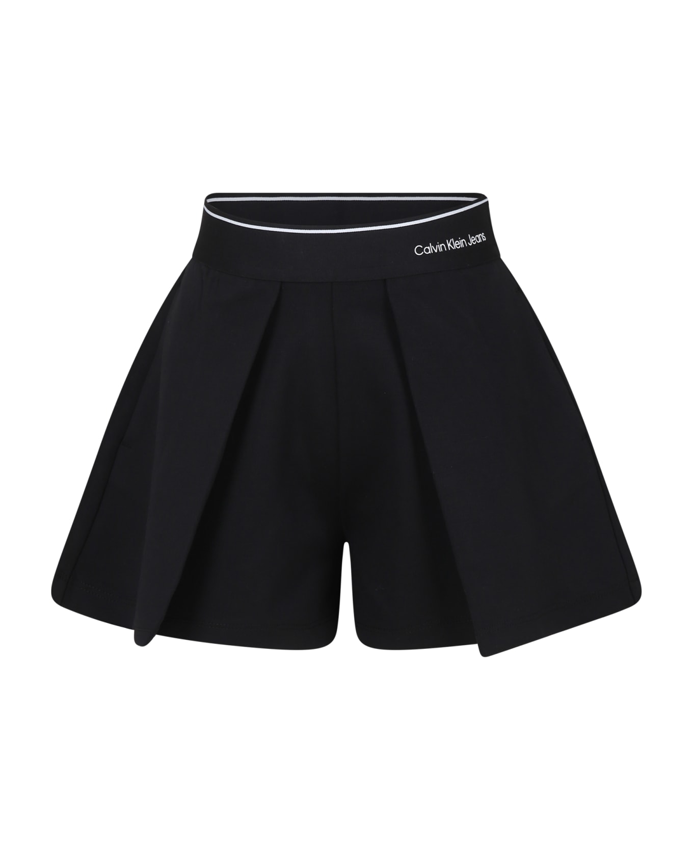 Calvin Klein Black Shorts For Girl With Logo - Black