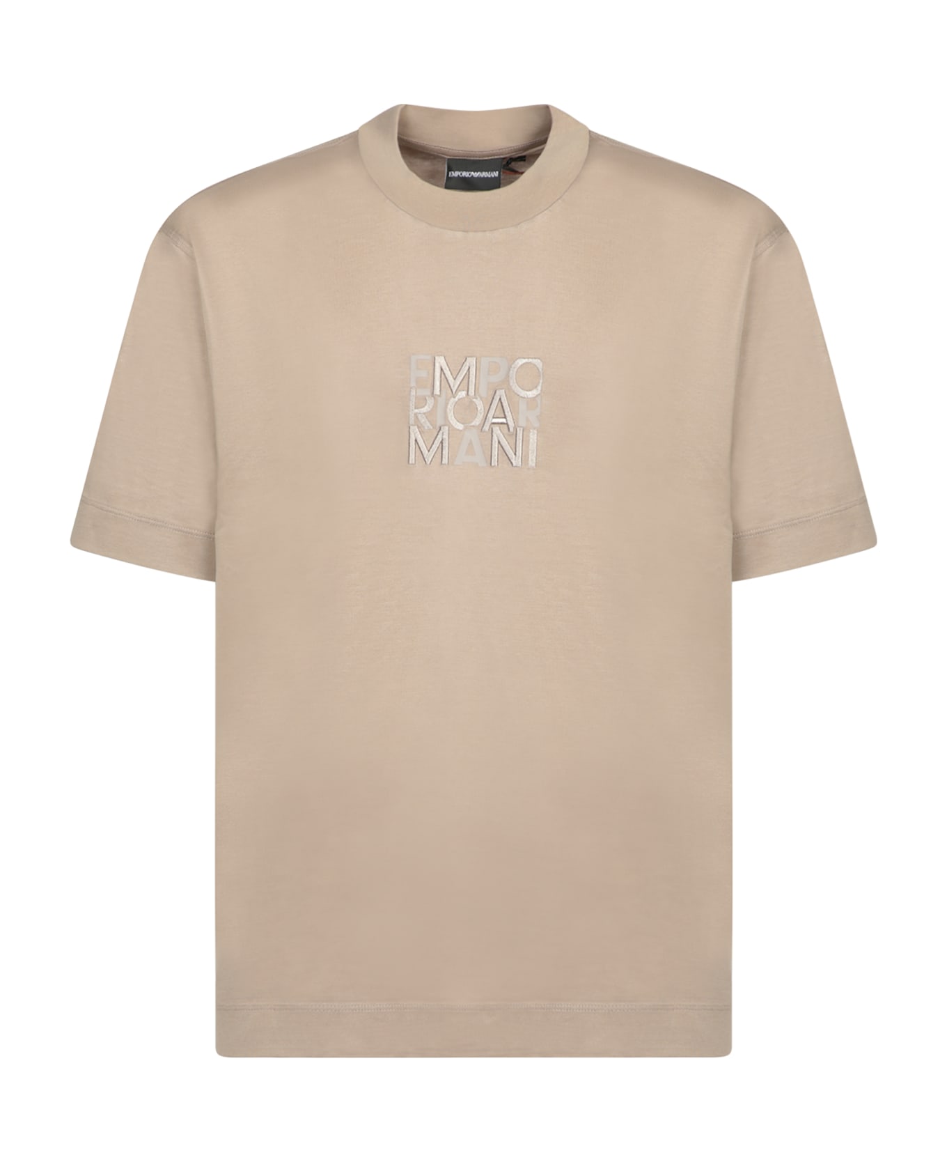 Emporio Armani Square Logo Taupe T-shirt - Beige