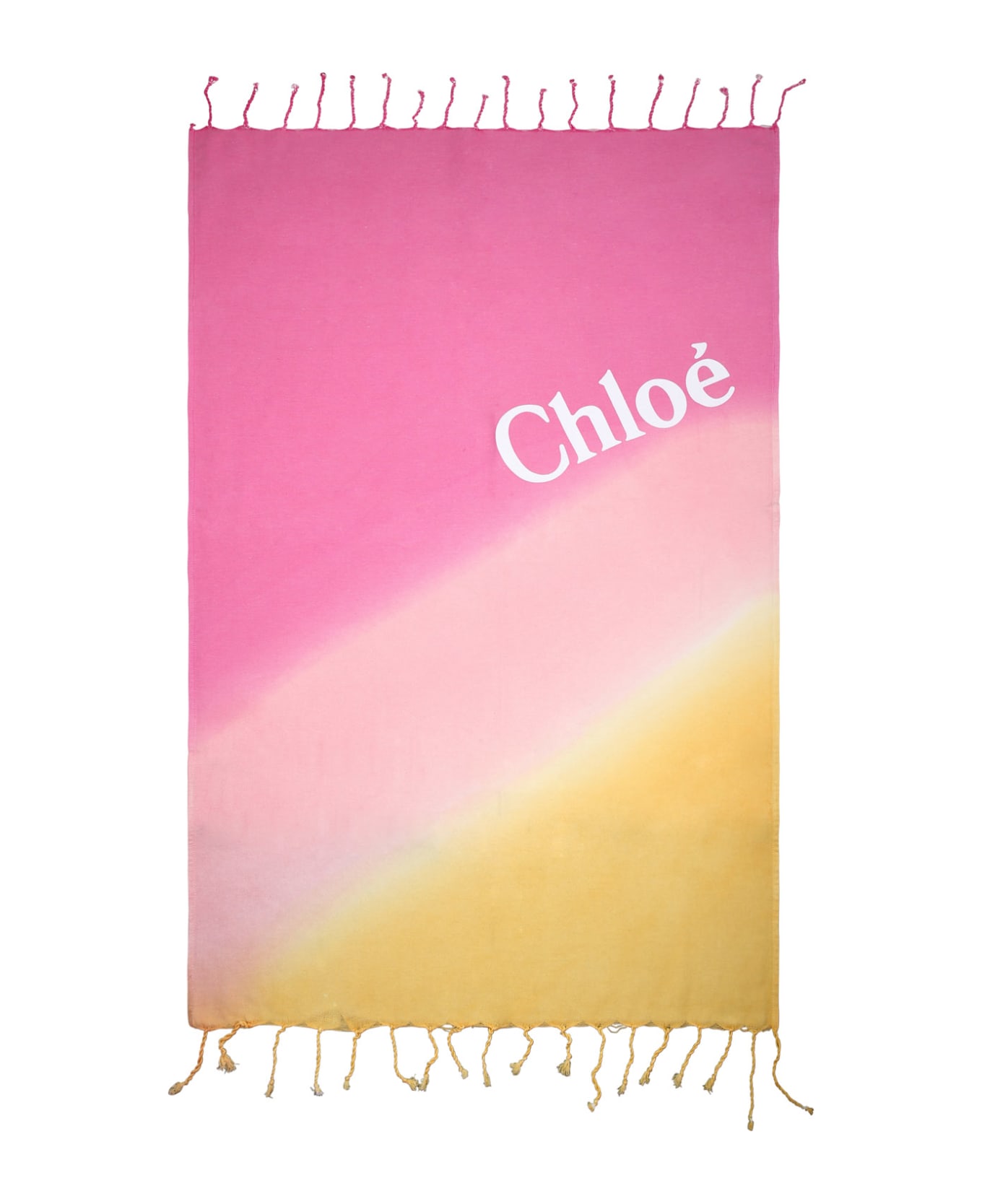Chloé Pink Beach Towel For Girl With Logo - Multicolor