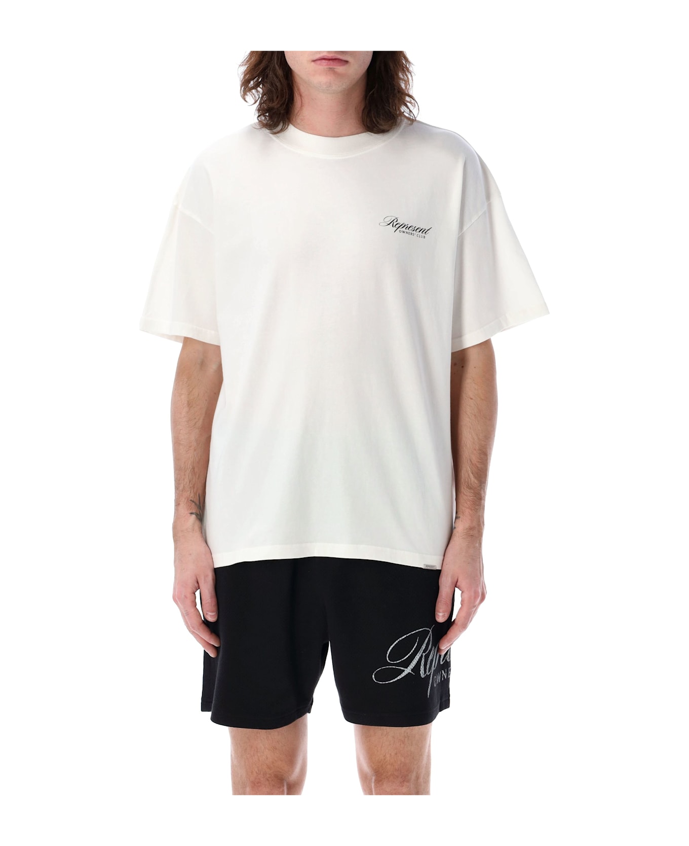 REPRESENT Owners Club Script T-shirt - FLAT WHITE