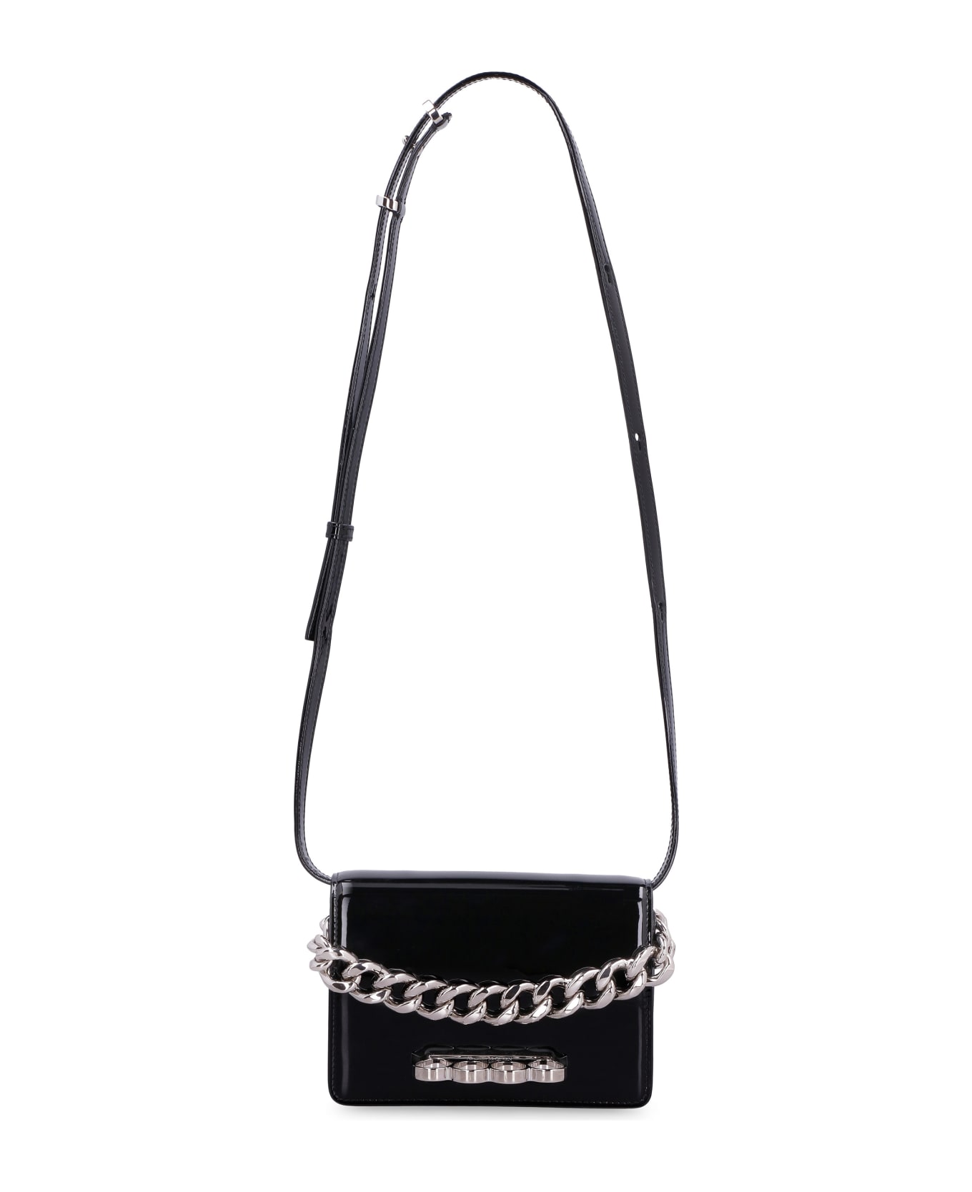 Alexander McQueen The Four Ring Mini Patent Leather Bag - Black