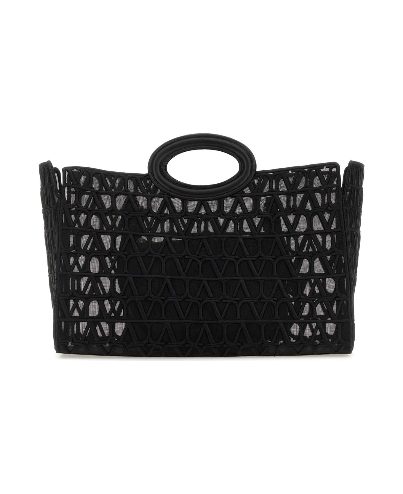 Valentino Garavani Black Toile Iconographe Le Troisiã¨me Shopping Bag - NERO トートバッグ