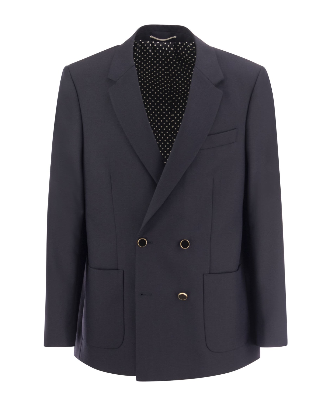 PT Torino Double-breasted Jacket In Wool Blend - Navy