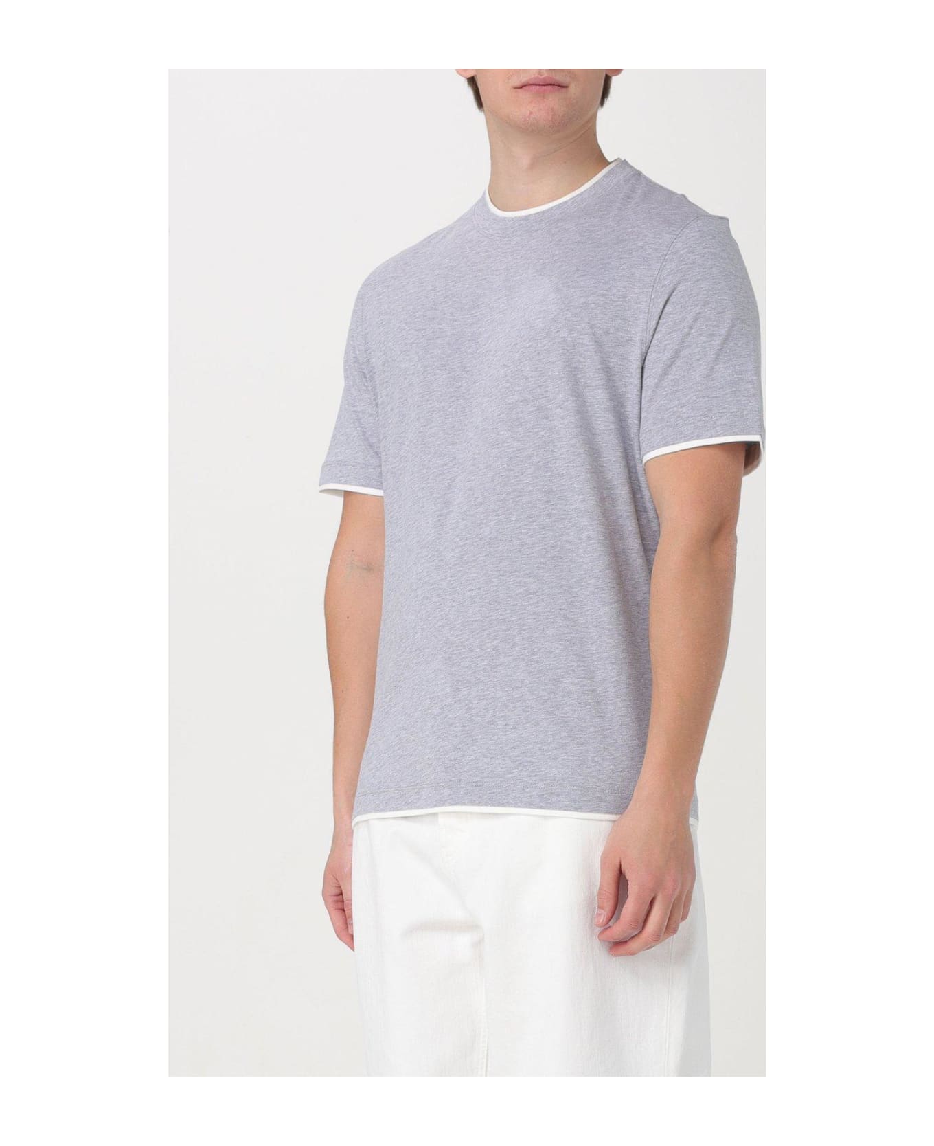 Brunello Cucinelli Layered-effect Crewneck T-shirt - GREY シャツ
