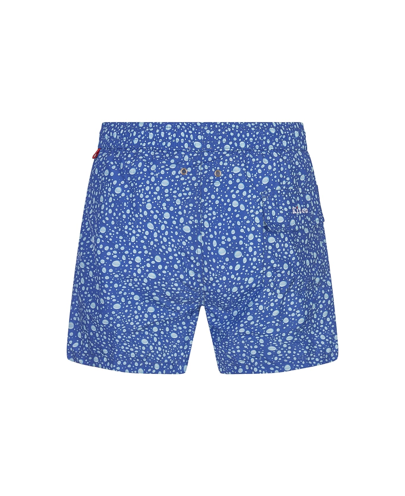 Kiton Blue Swim Shorts With Water Drops Pattern - Clear Blue