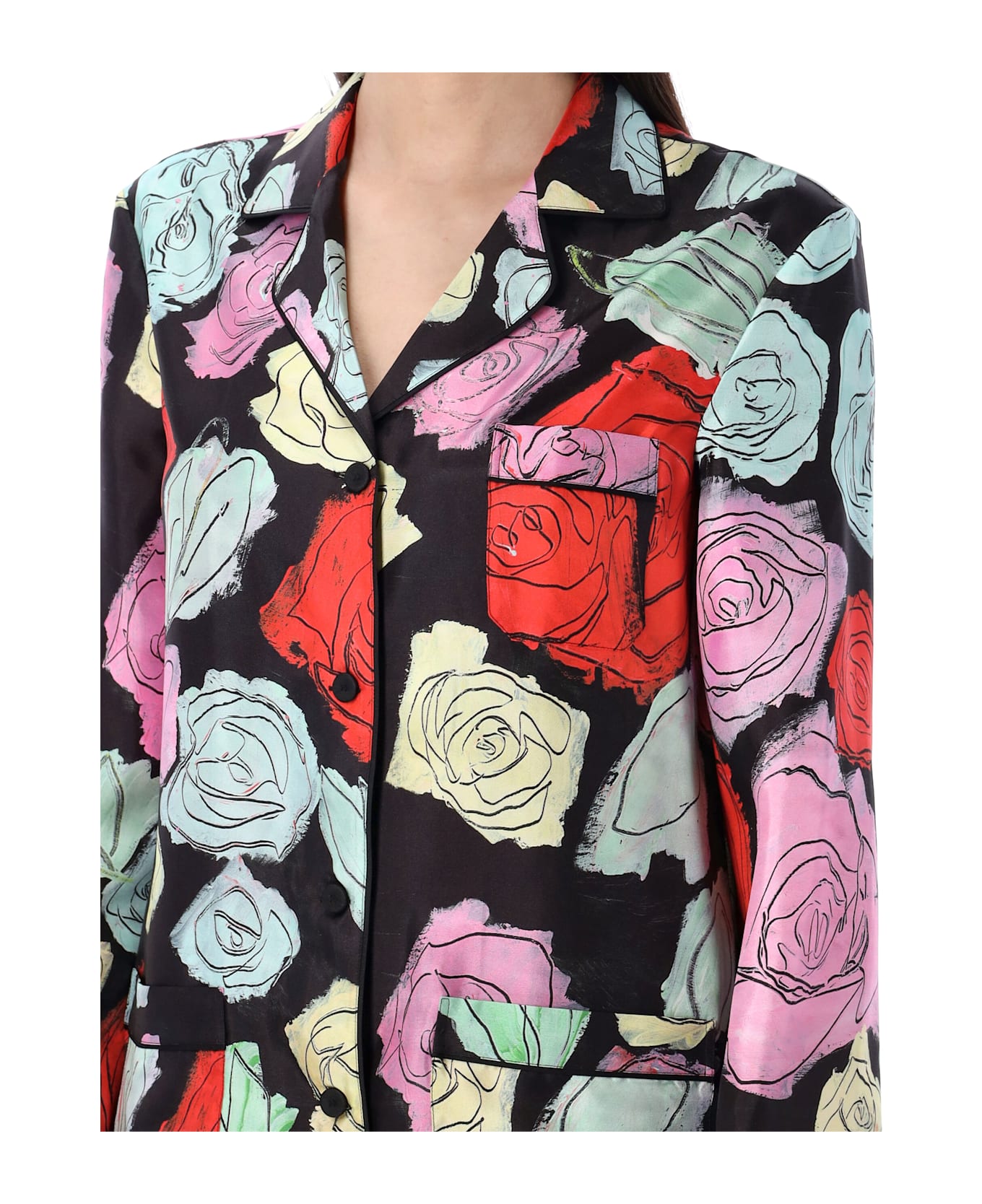 Marni Roses Print Pyjama Shirt - BLACK MULTI ROSE