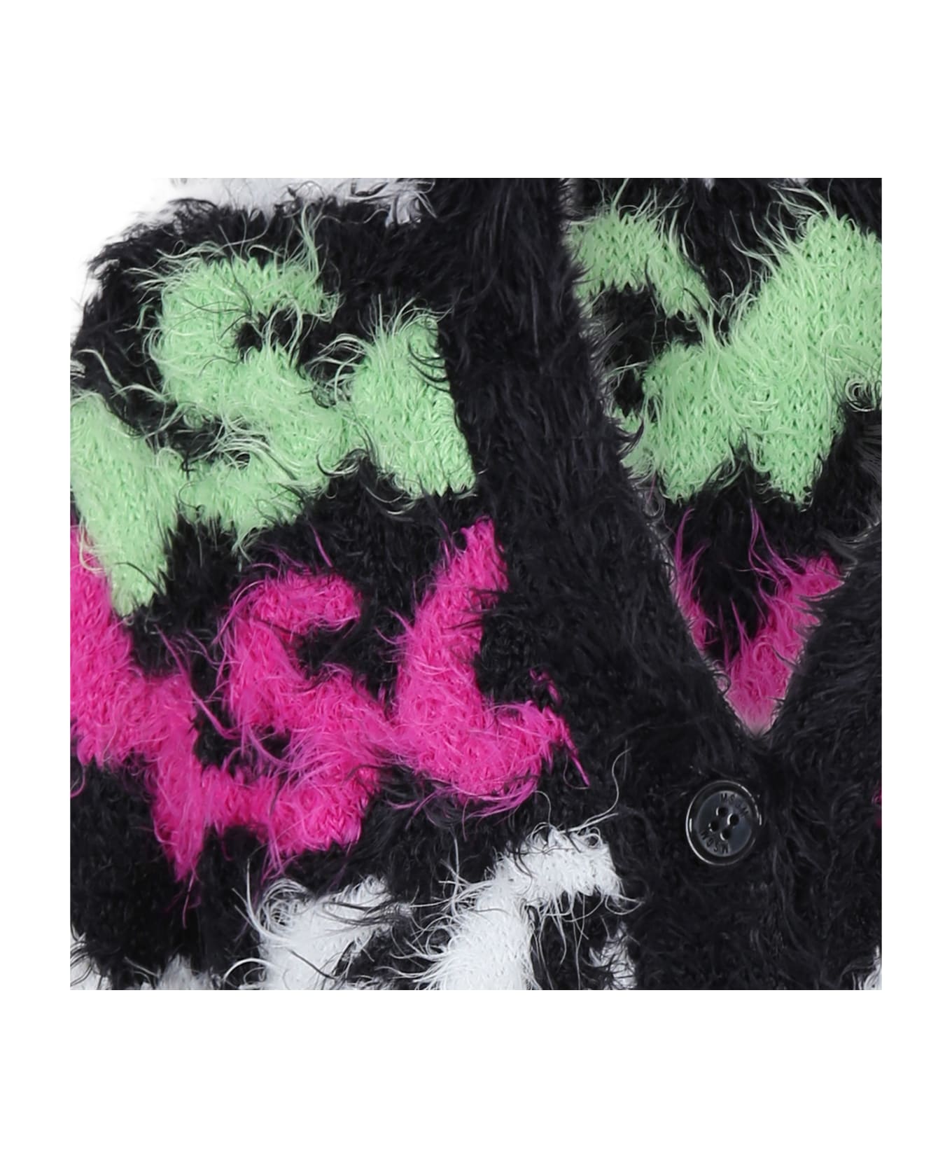MSGM Black Cardigan For Girl With Logo - Multicolor