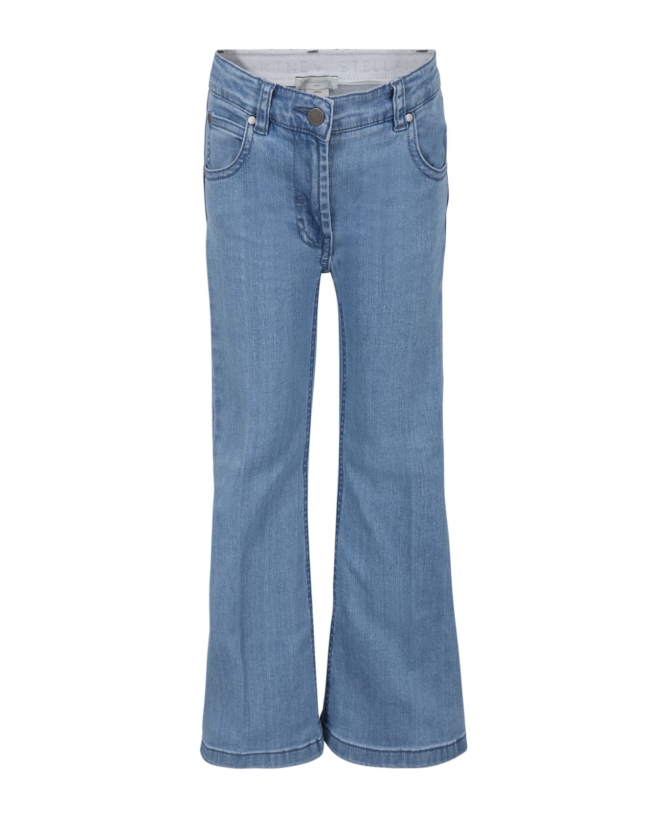Stella McCartney Kids Light Blue Jeans For Girl With Logo - Denim