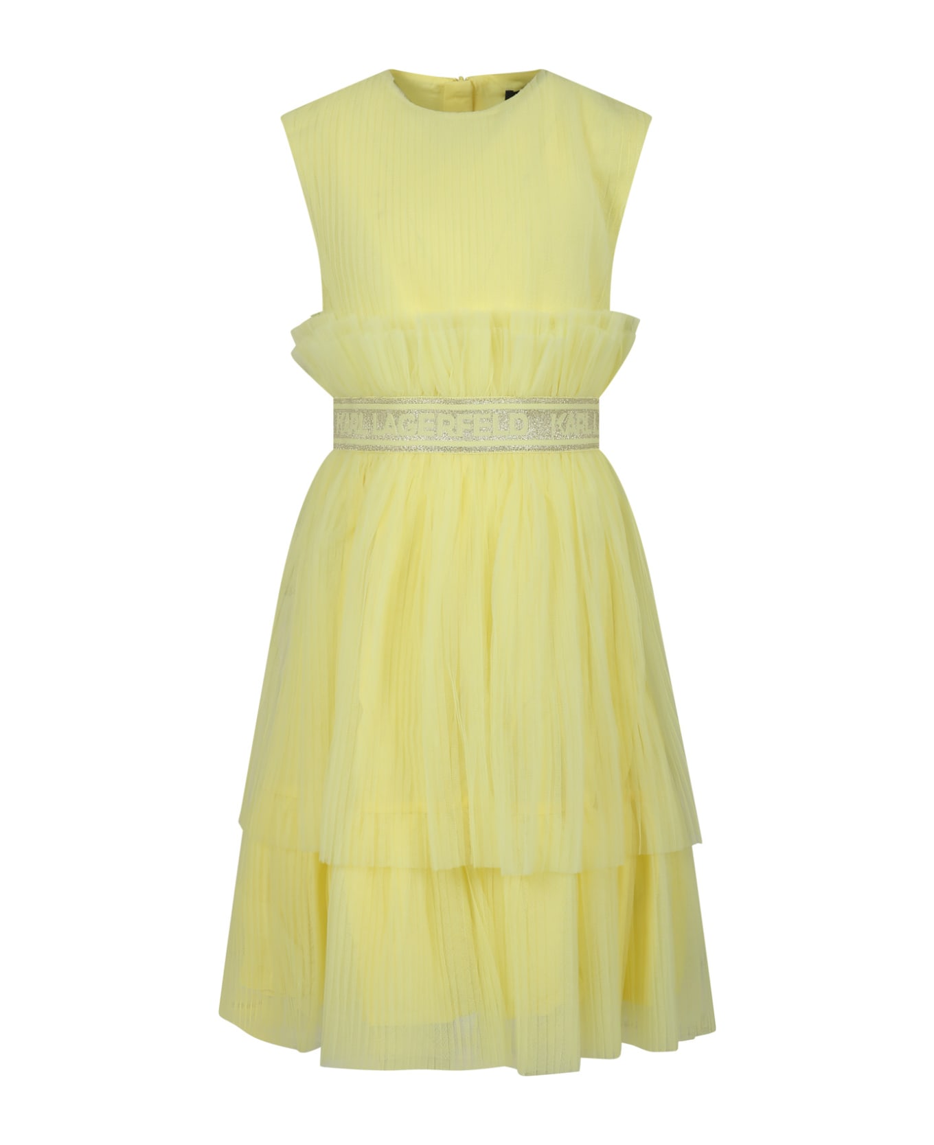 Karl Lagerfeld Kids Yellow Elegant Dress For Girl - Yellow