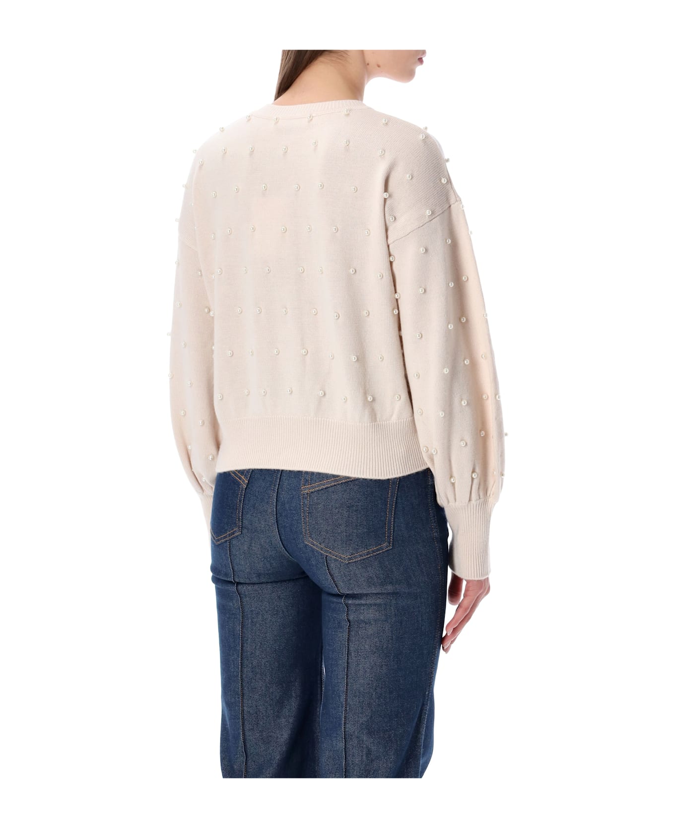 Zimmermann Cream Wool Beaded Cardigan - CHALK