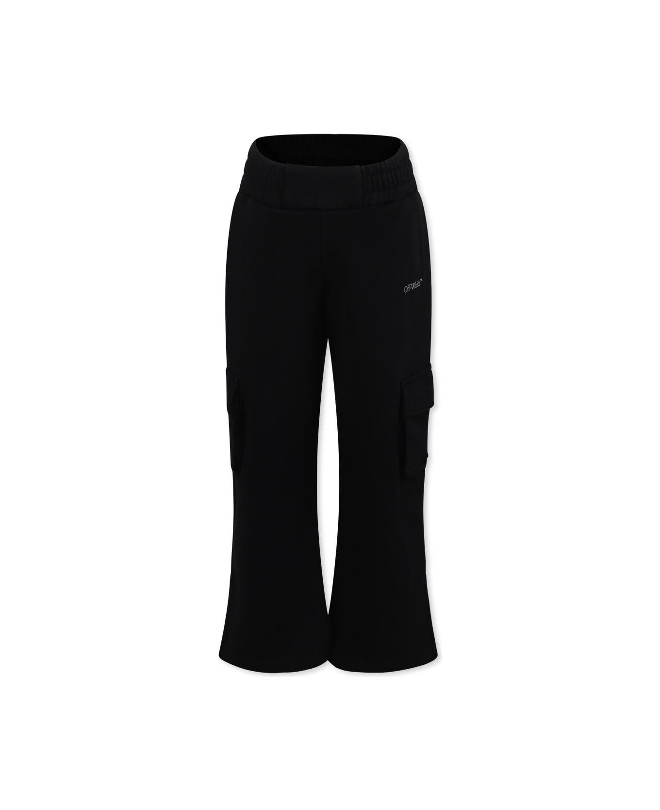 Off-White Black Trousers For Girl With Logo - Black