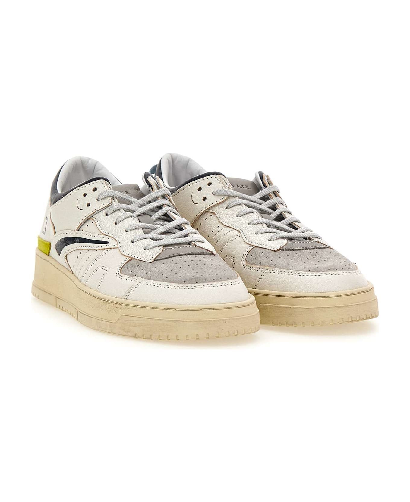 D.A.T.E. "torneo Colored" Leather Sneakers - WHITE