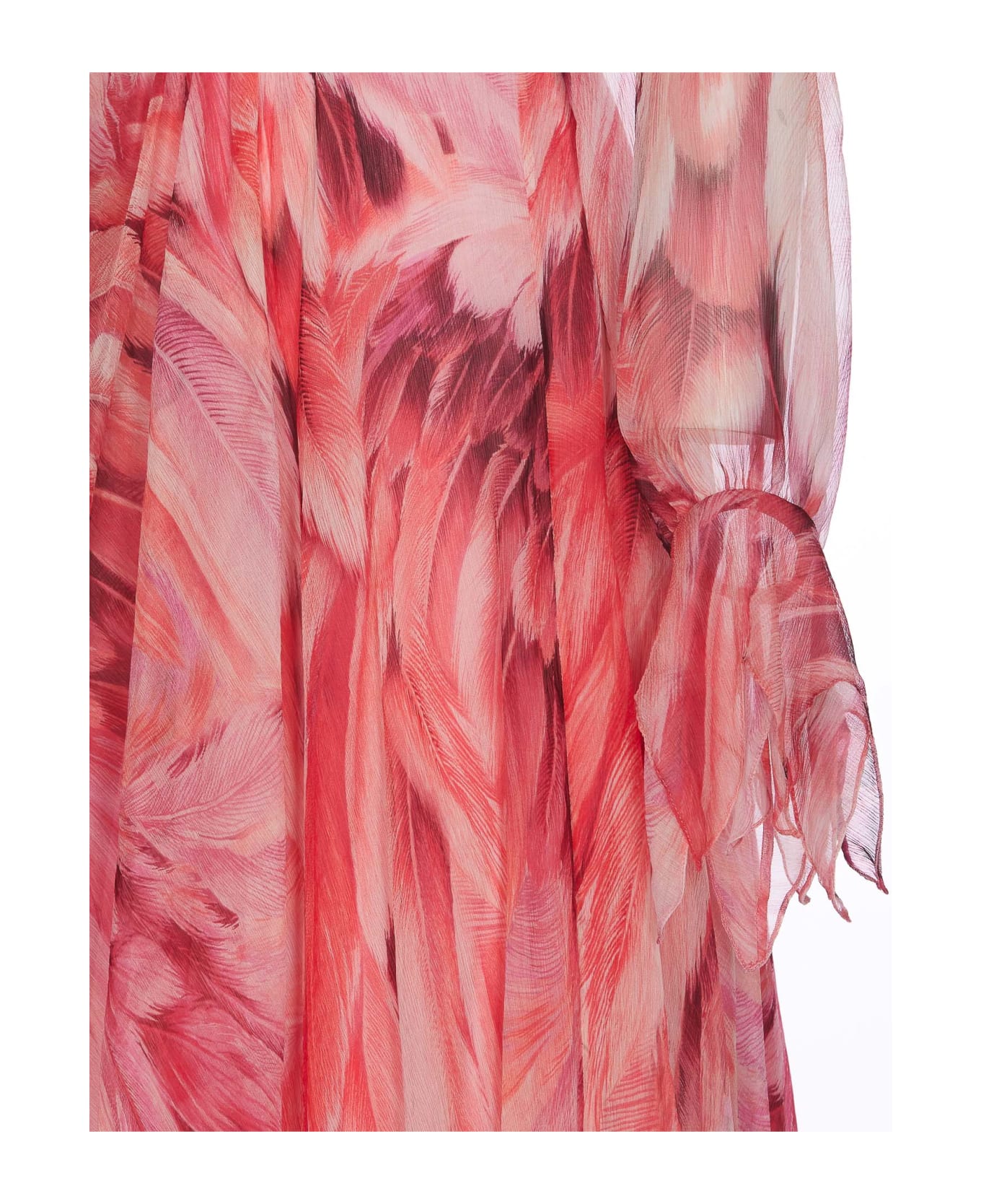 Roberto Cavalli Long Plumage Print Dress - Pink