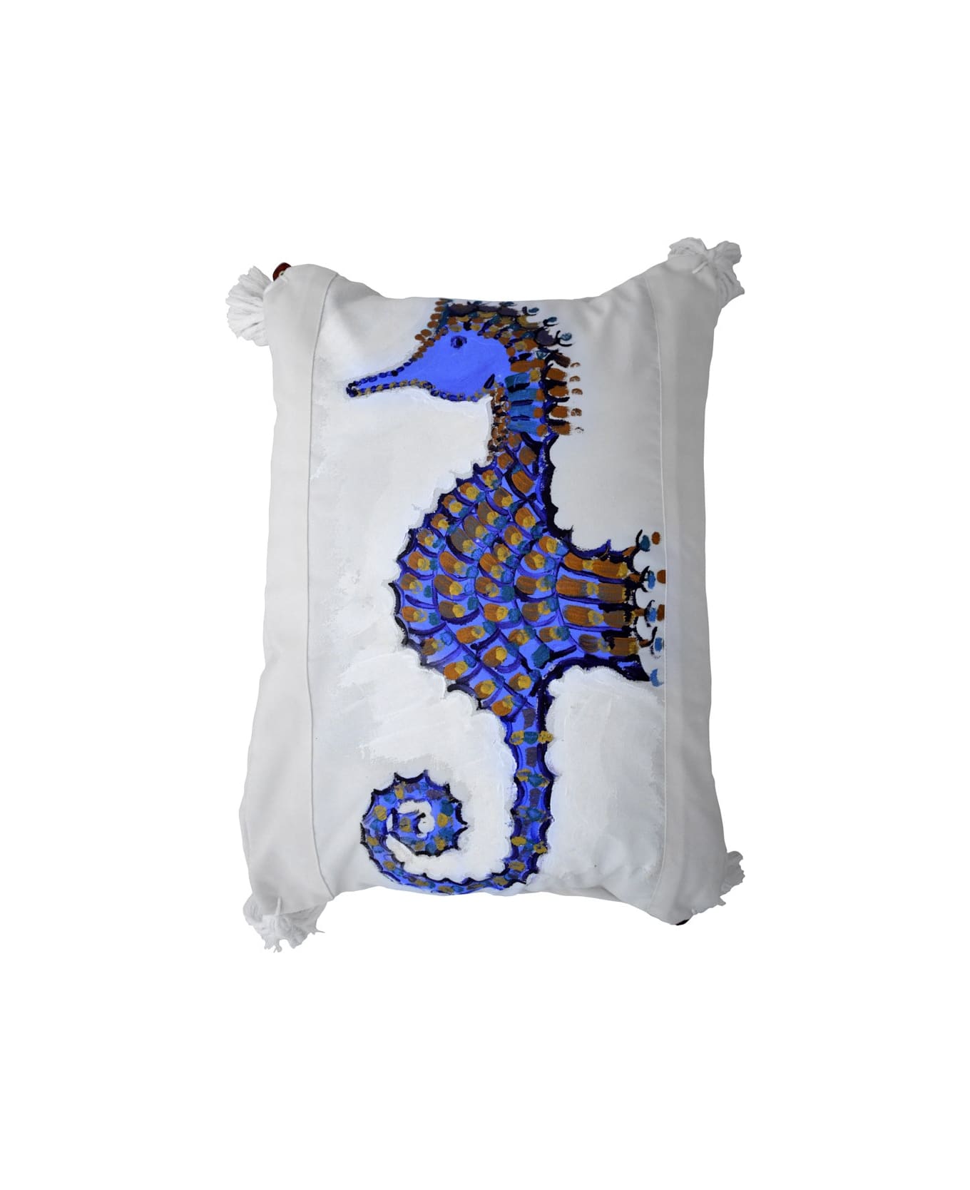 Le Botteghe su Gologone Cotton Hand Painted Indoor Cushion 80x80 cm - Blue Fantasy