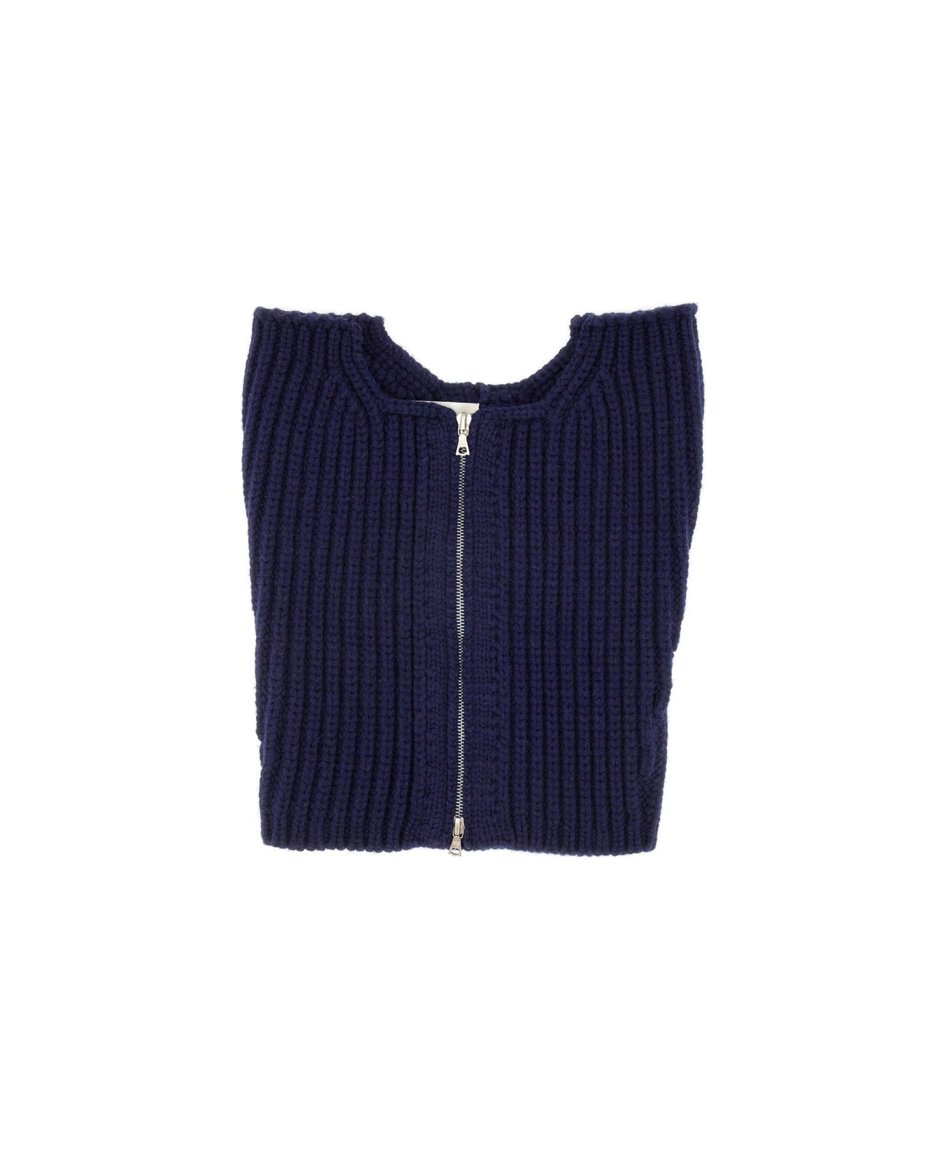 Dries Van Noten Wool Neck Warmer With Zipper - BLUE