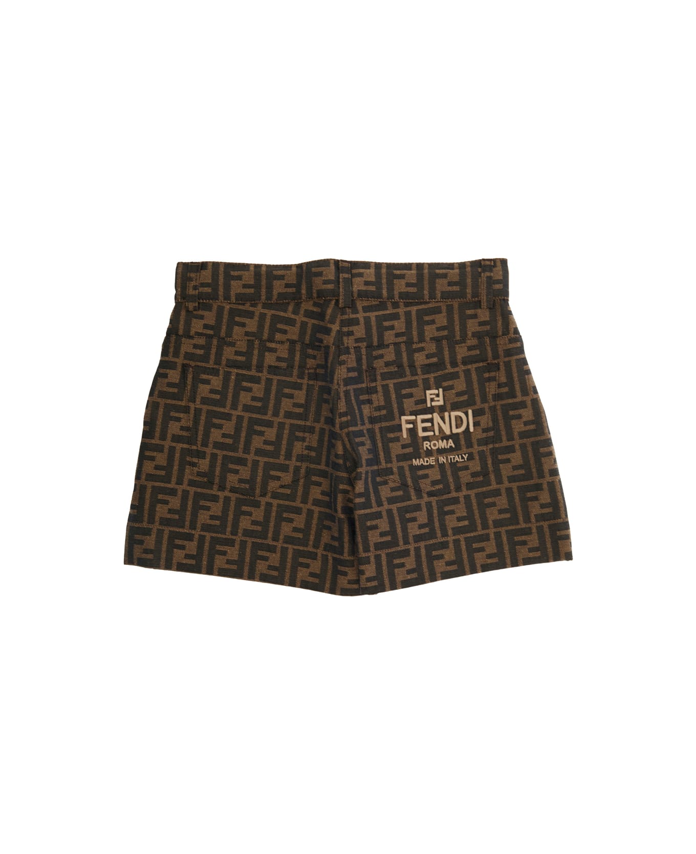 Fendi Brown Shorts With Ff Motif In Cotton Blend Girl - Brown