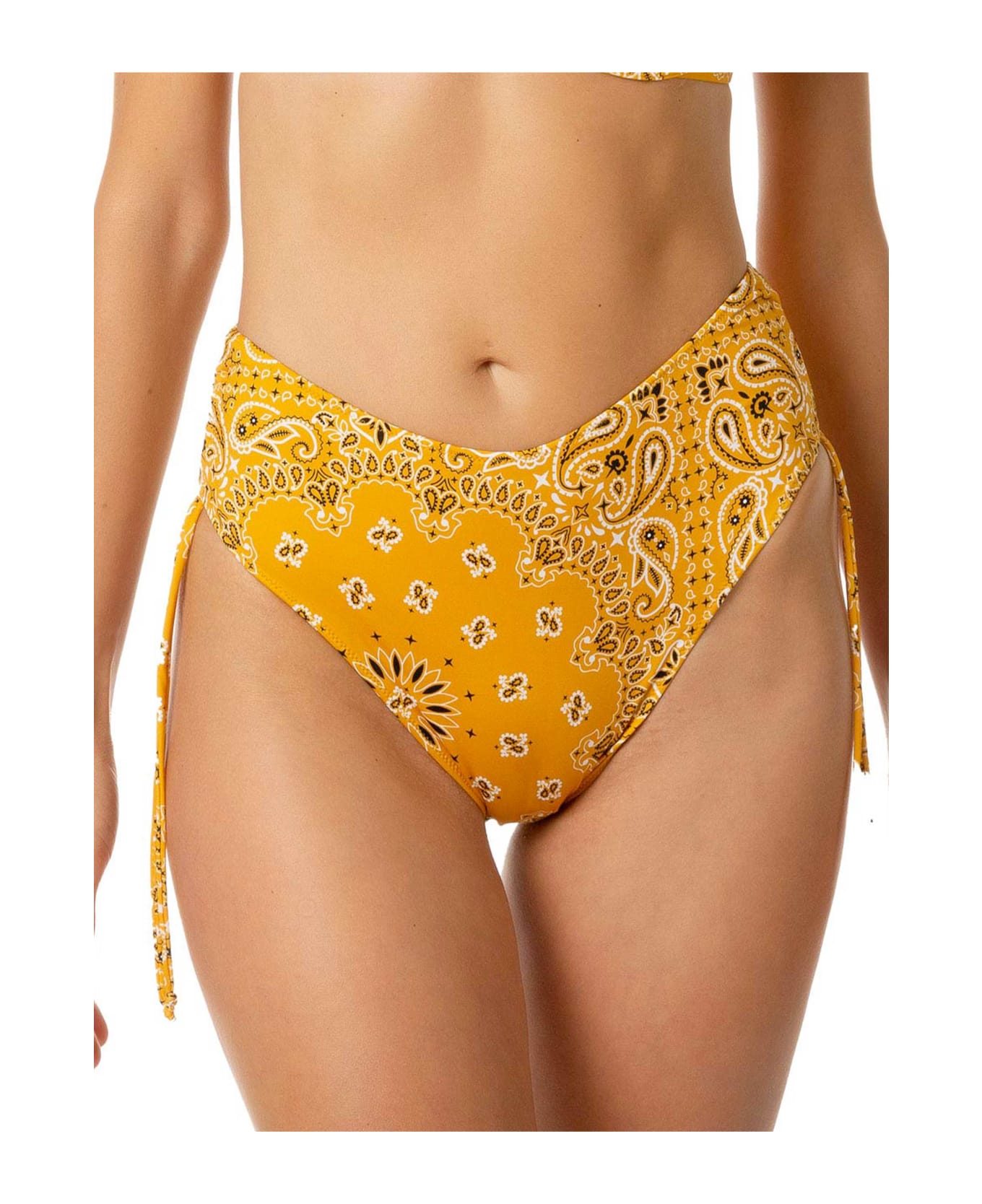 MC2 Saint Barth Woman High Waist Swim Briefs With Bandanna Print - YELLOW