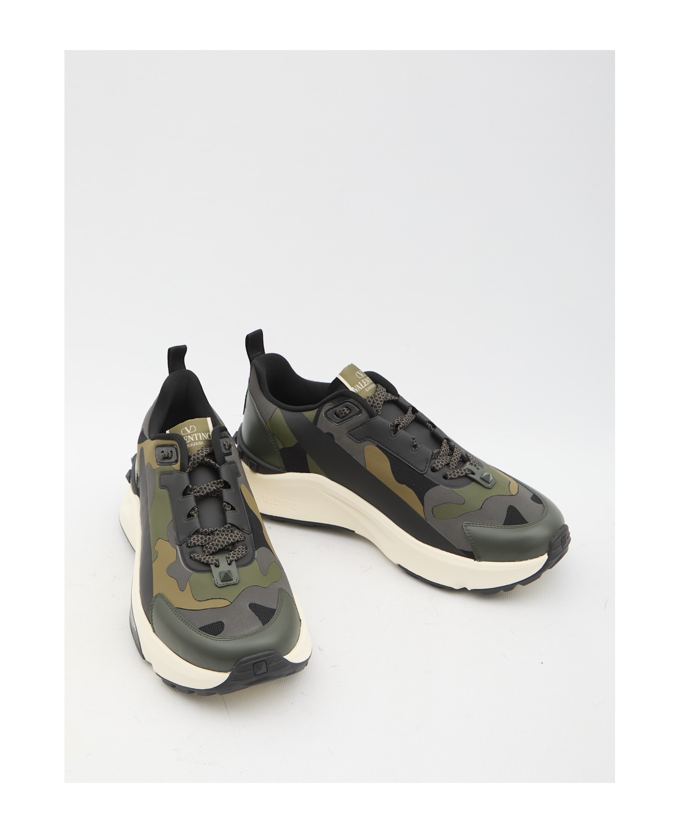 Valentino Garavani Low Top True Act Camouflage Sneakers - BLACK, green