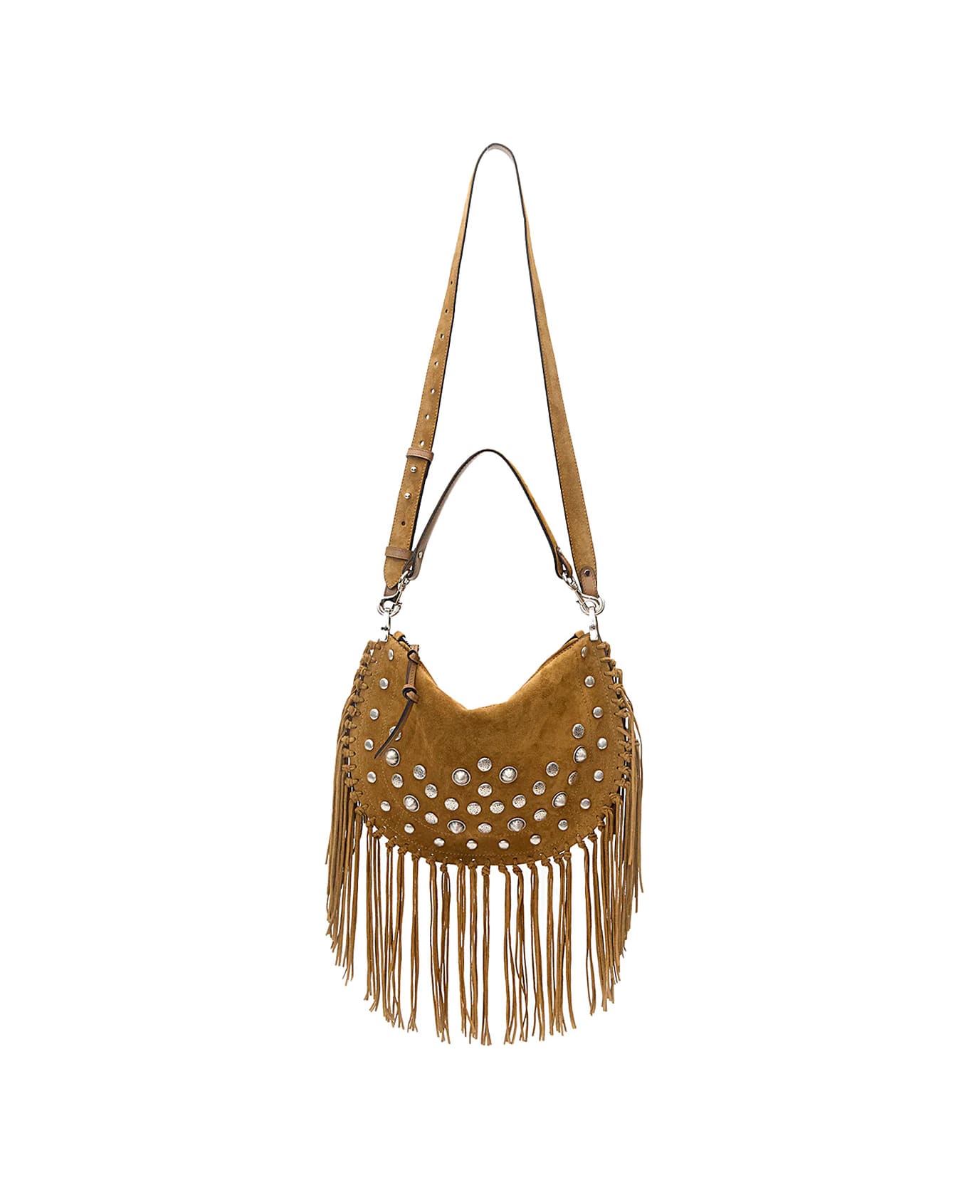 Isabel Marant 'oskan Soft' Brown Bag With Stud Decorations And Fringed Edge In Suede Woman - Brown