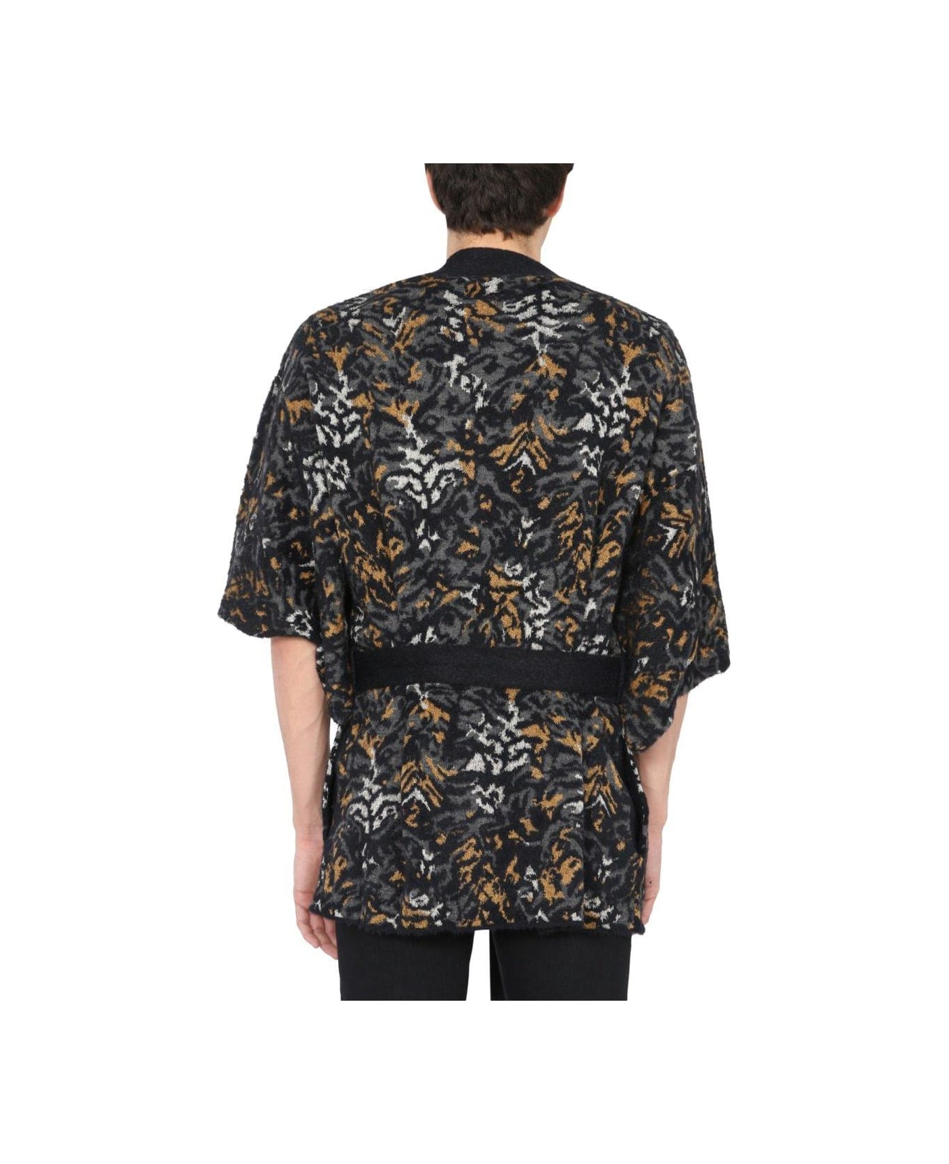 Saint Laurent V-neck Tied Short-sleeved Cardigan - ANIMALIER