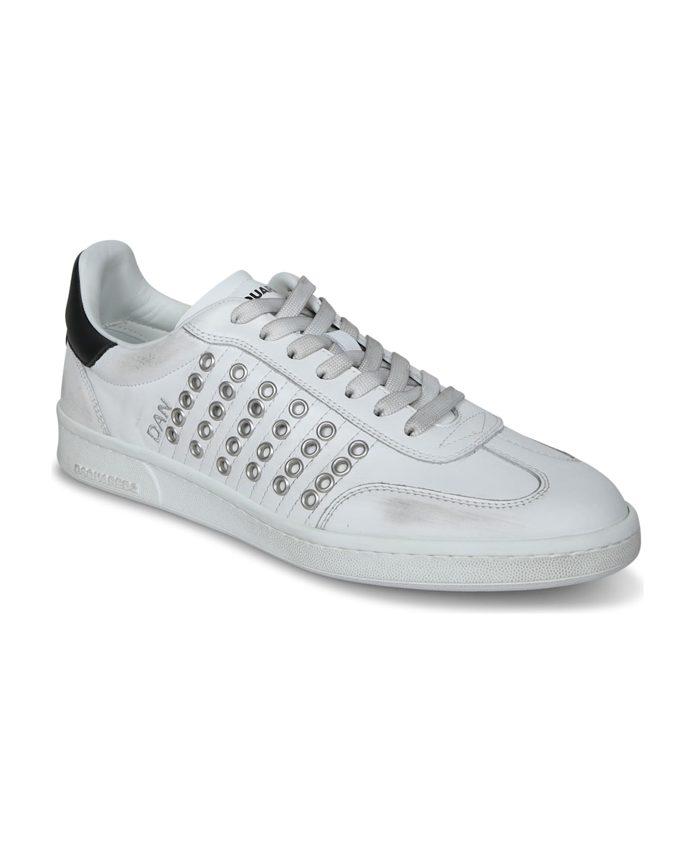 Dsquared2 Black And White Studded Sneakers - White