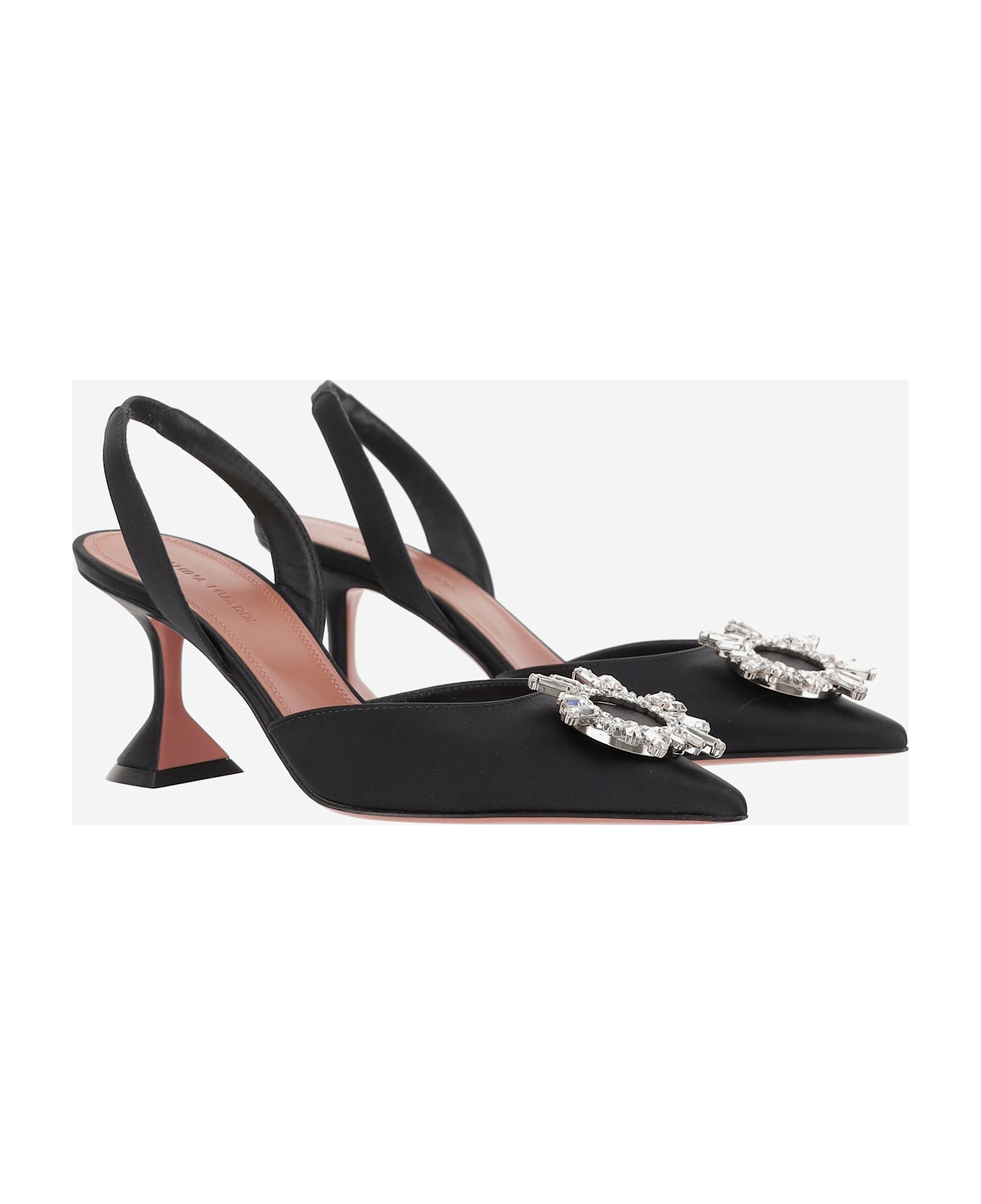Amina Muaddi Begum Silk Slingback - Black