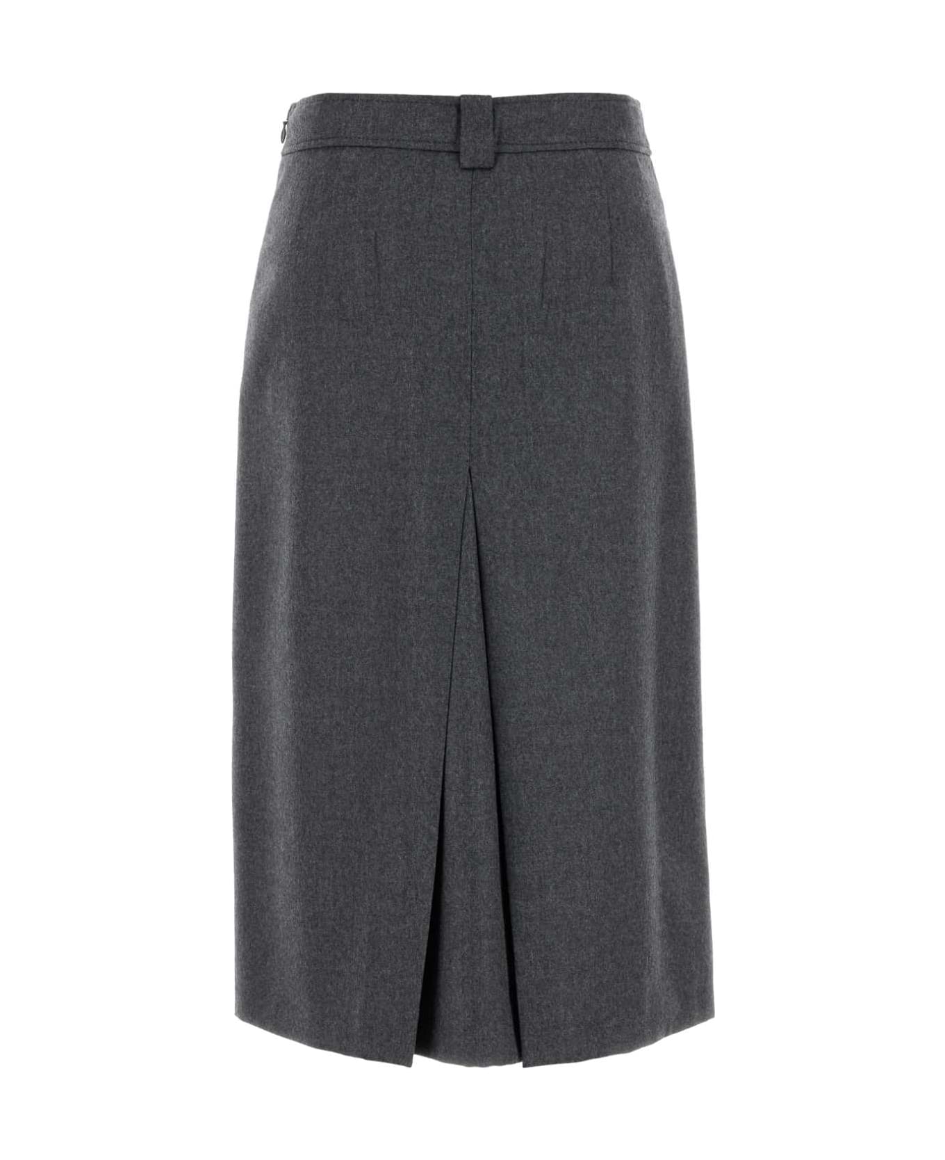 Prada Dark Grey Flannel Skirt - ARDESIA