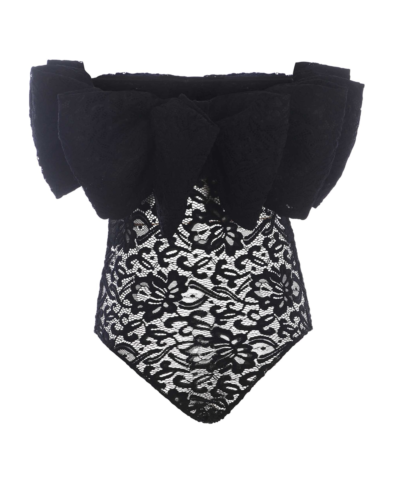 Rotate by Birger Christensen Body Rotate "bow" Made Of Lace - Nero