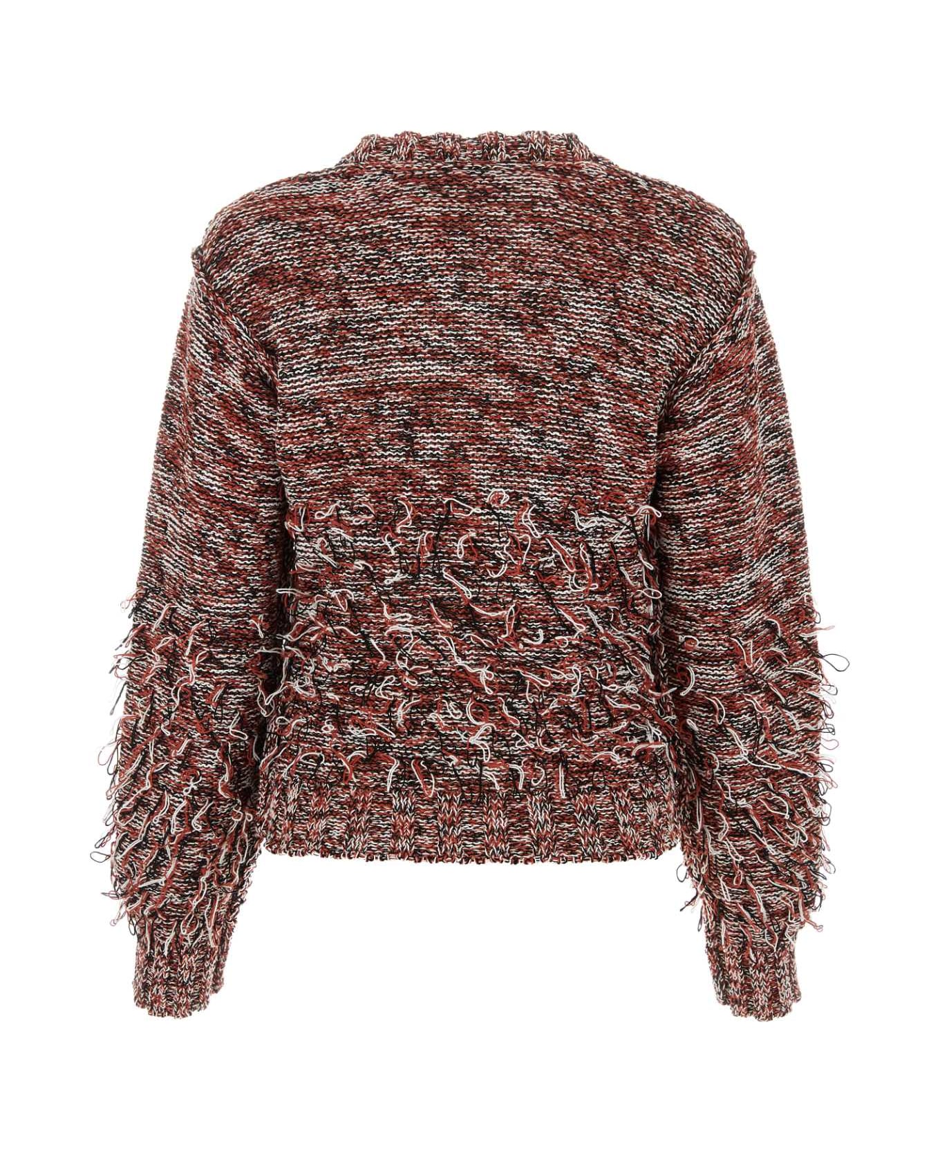Durazzi Milano Embroidered Cotton Blend Sweater - BRICKRED